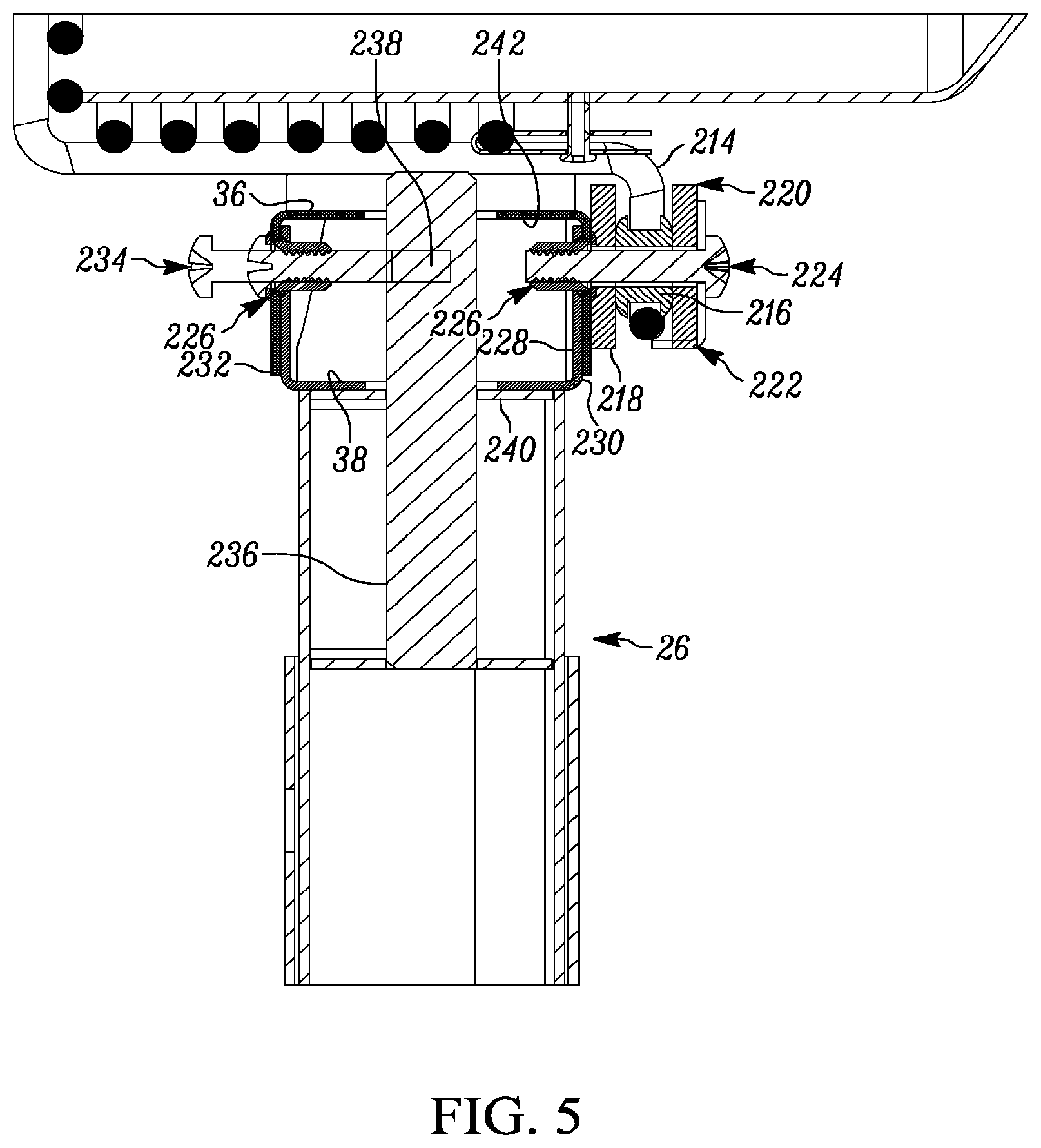 Patent US11774119 Figure 5 – Bottom-mounted whole house fan assembly