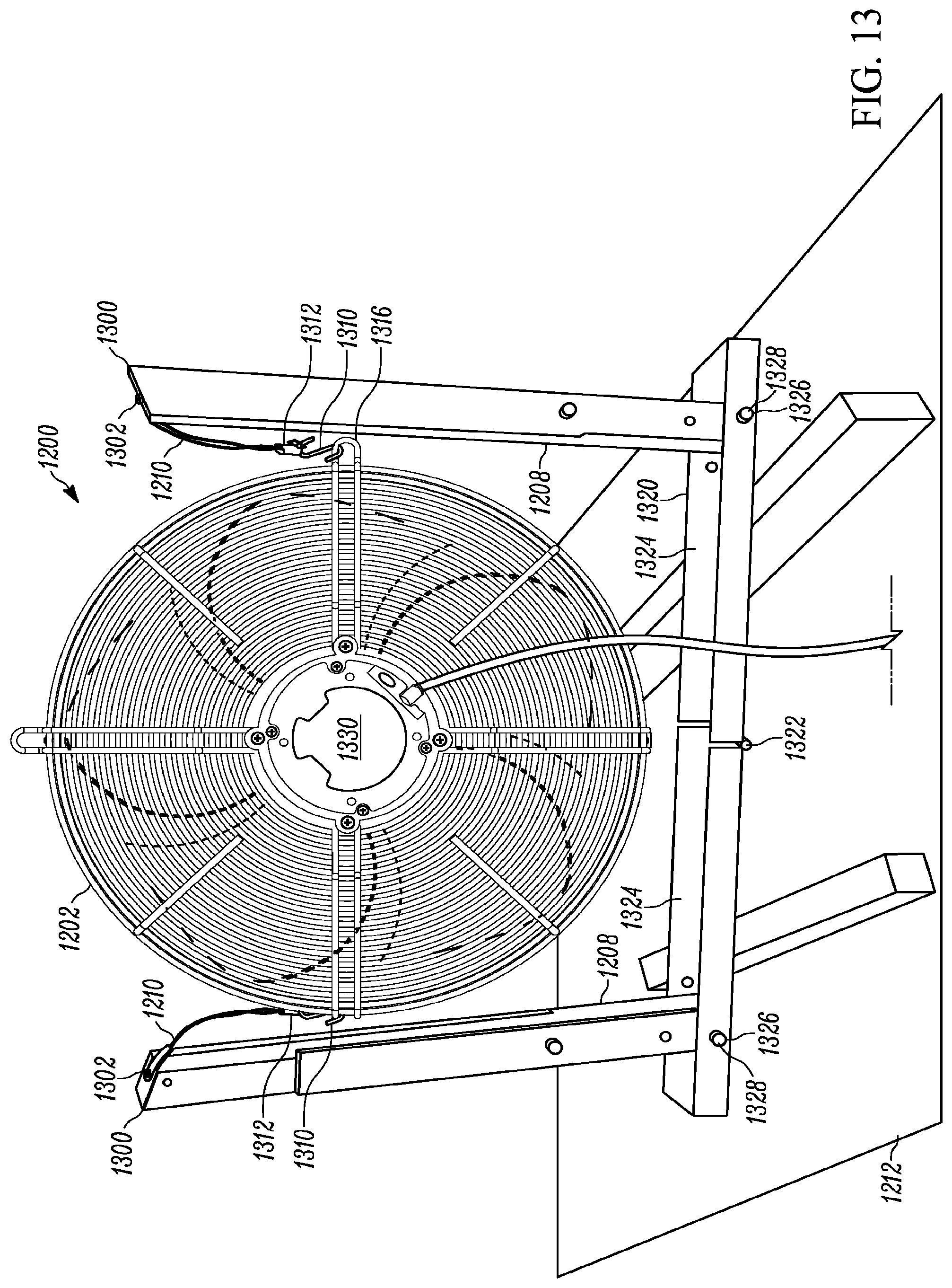 Patent US11774119 Figure 13 – Bottom-mounted whole house fan assembly