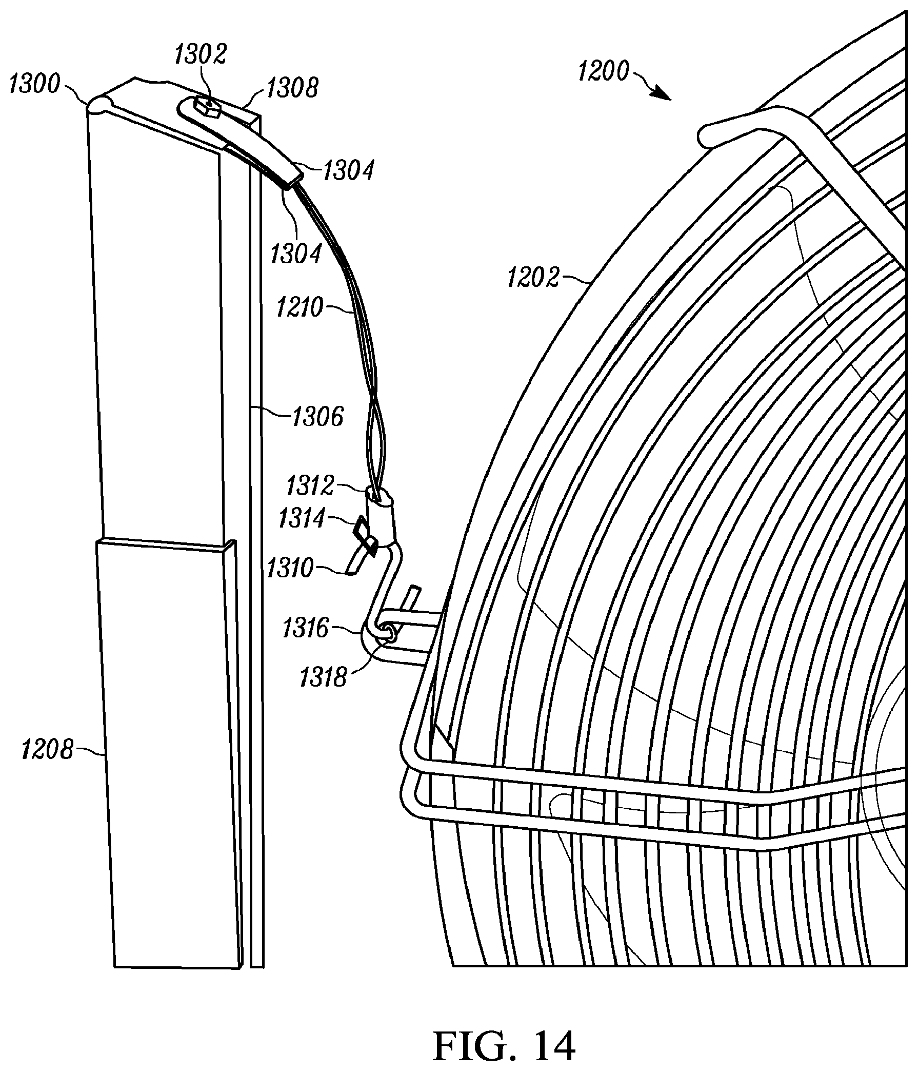 Patent US11774119 Figure 14 – Bottom-mounted whole house fan assembly