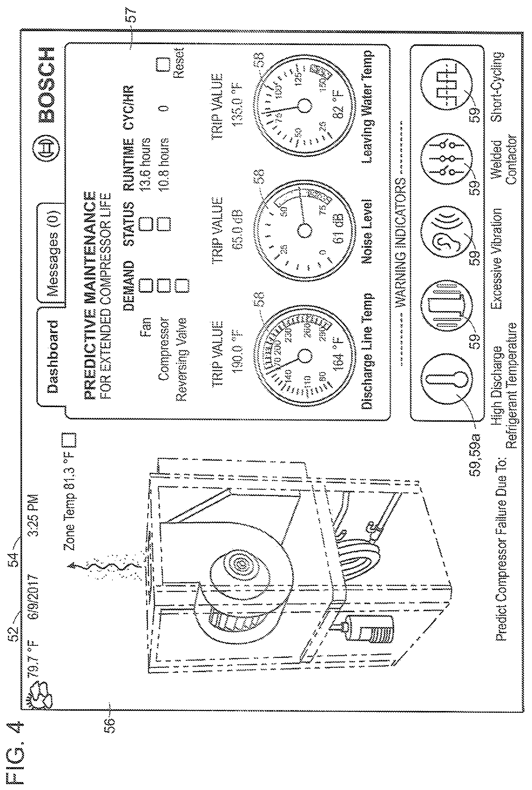 Patent US11774128 Figure 4 – Environmental control unit including maintenance prediction