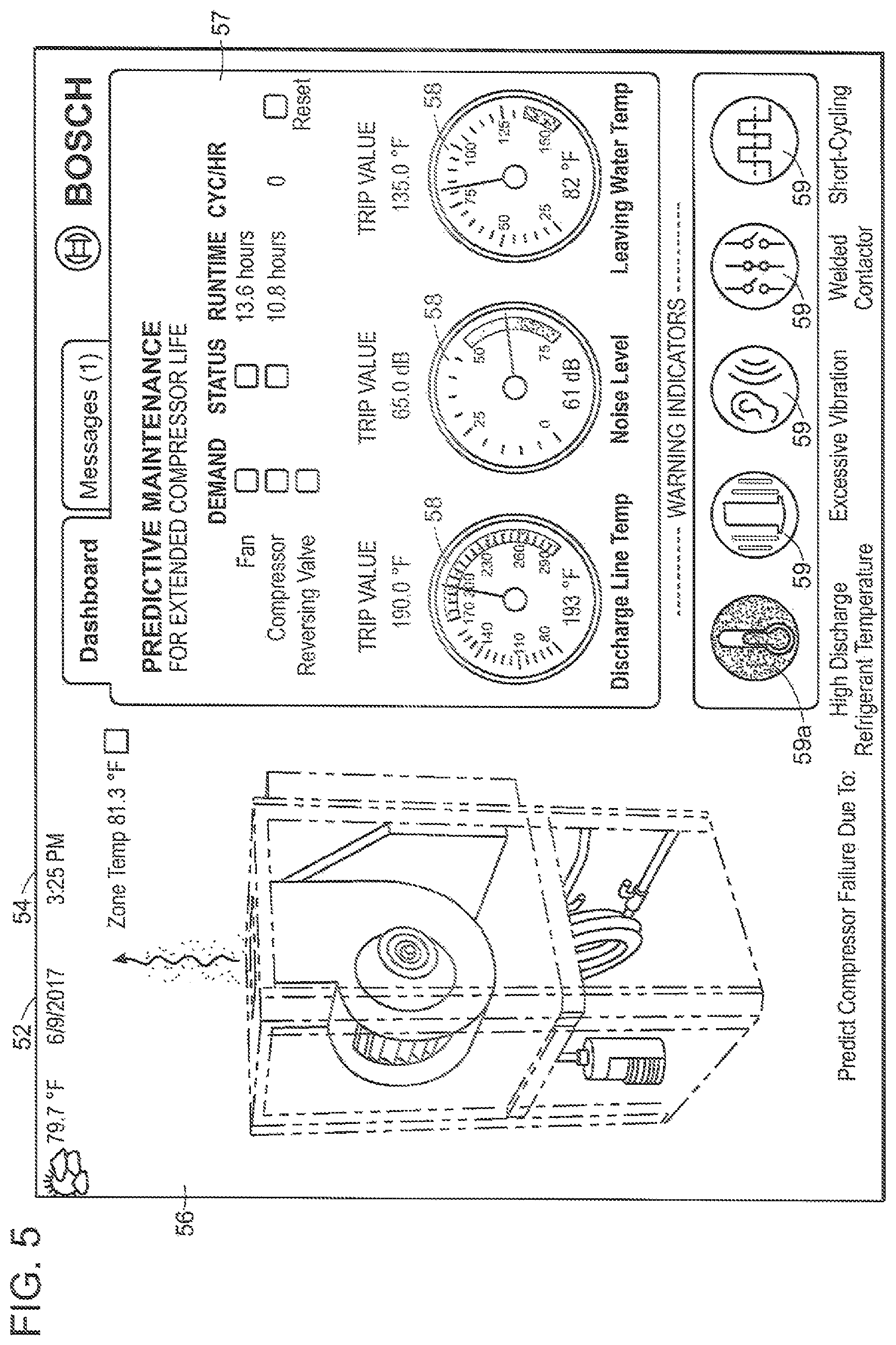 Patent US11774128 Figure 5 – Environmental control unit including maintenance prediction