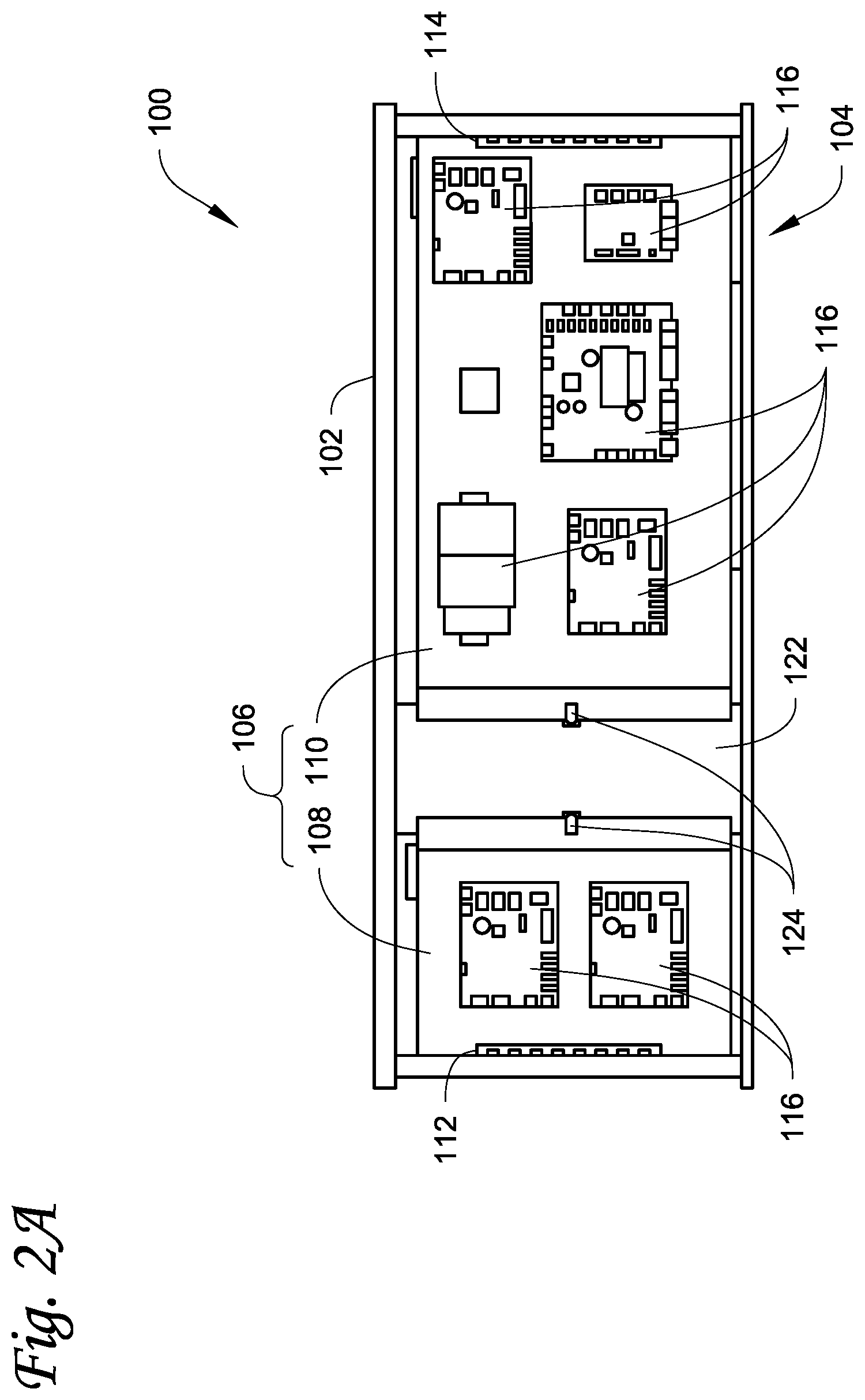 Patent US11774132 Figure 2 – Layered control panel design to provide separation of high/low voltage