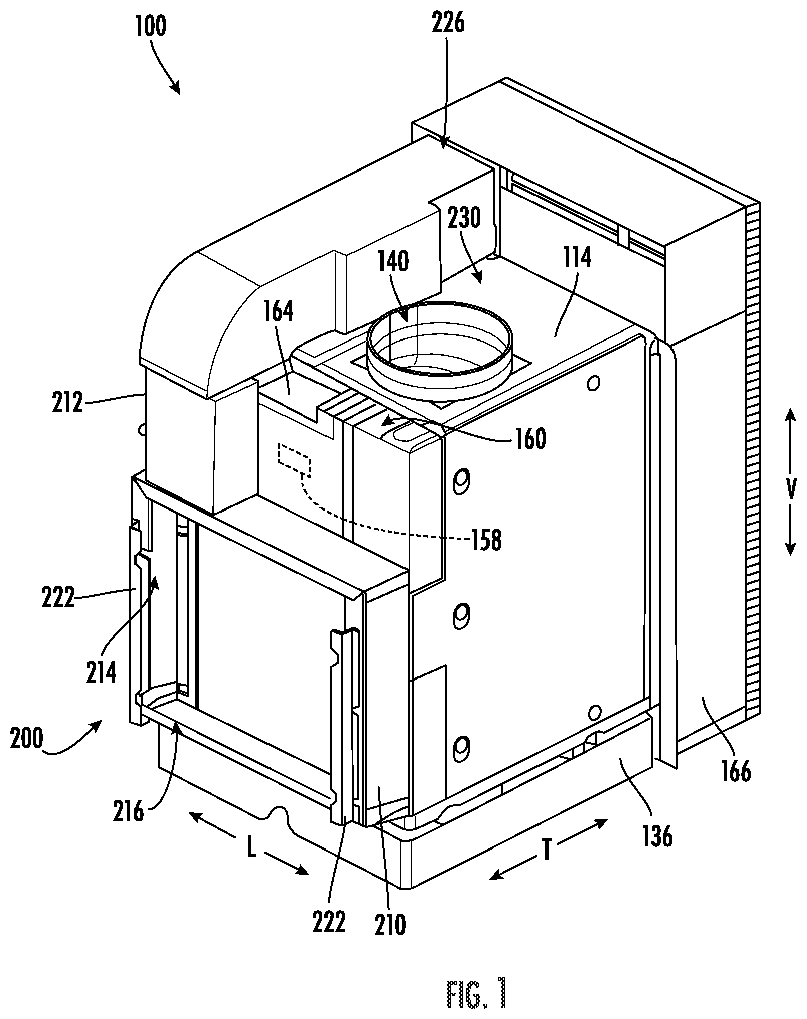 Patent US11774133 Figure 1 – Air conditioning appliance having a plenum for make-up air