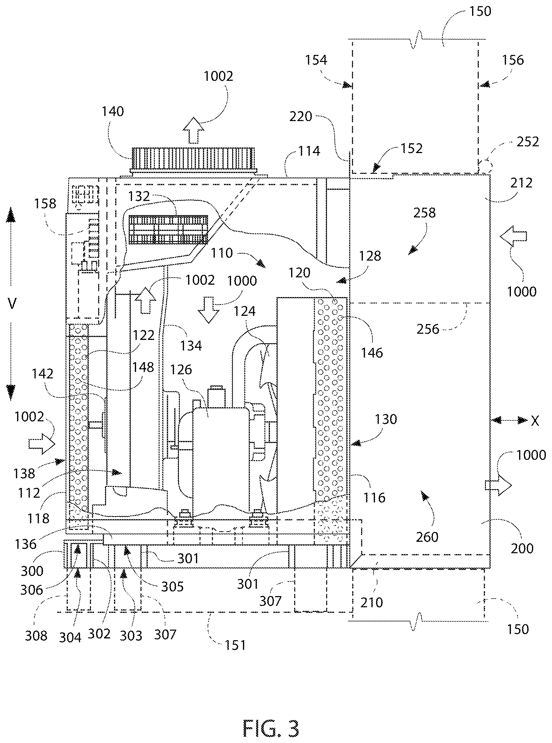 Patent US11774136 Figure 3 – Air conditioner drain pan platform