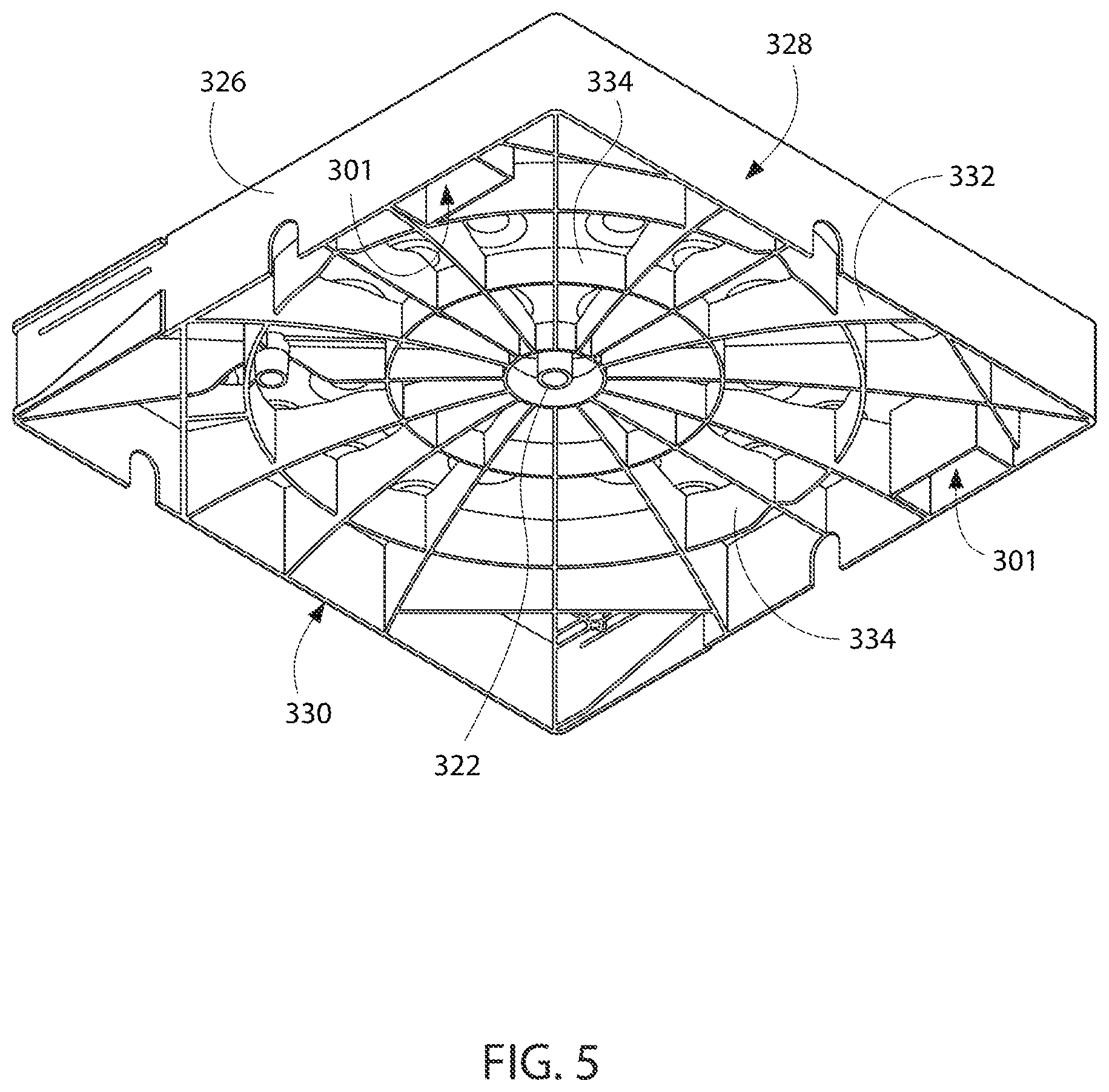 Patent US11774136 Figure 5 – Air conditioner drain pan platform