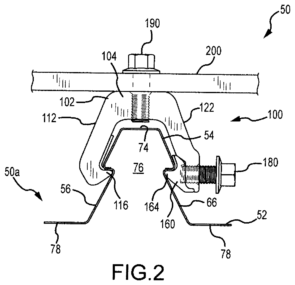 Patent US11774143 Figure 2 – Rail assembly with invertible side-mount adapter for direct and indirect mounting applications