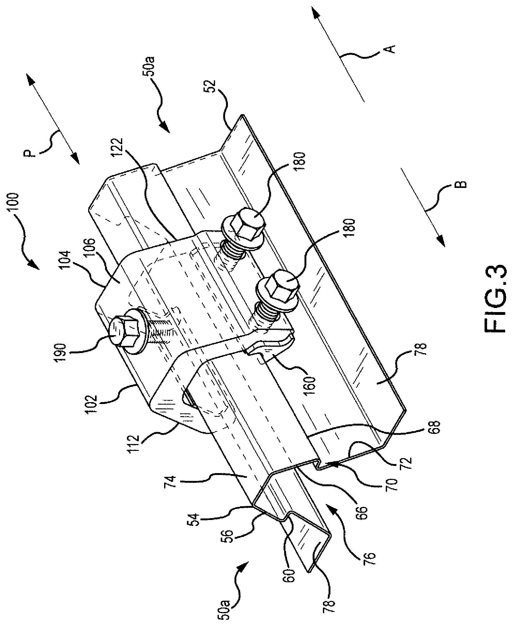 Patent US11774143 Figure 3 – Rail assembly with invertible side-mount adapter for direct and indirect mounting applications