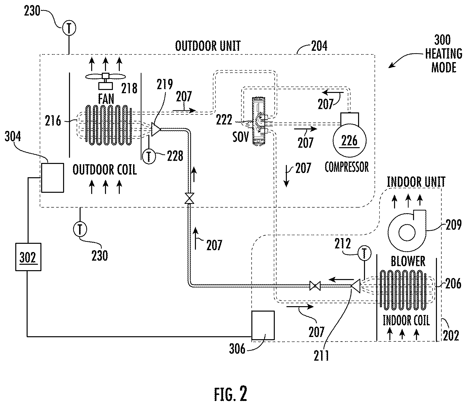 Patent US11774151 Figure 2 – Heat pump reversing valve fault detection system