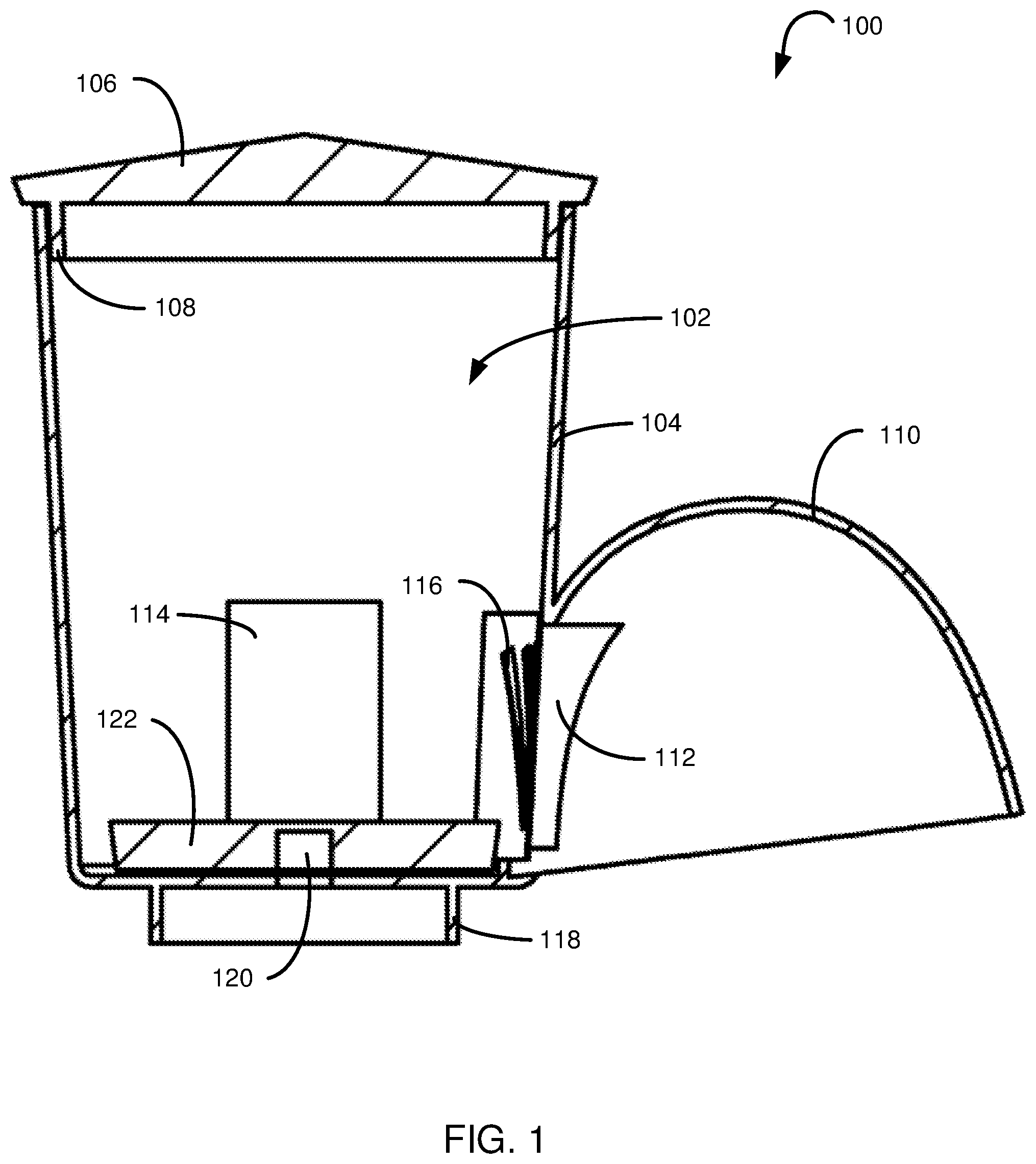 Patent US11774157 Figure 1 – Blender-compatible ice-conditioning apparatus