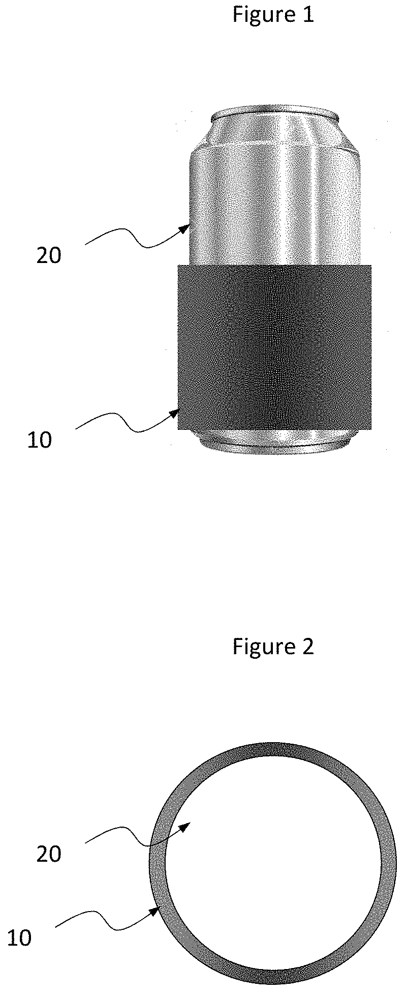 Patent US11774159 Figure 1 – Flexible adhesive tape for cooling beverages, pipes and other articles