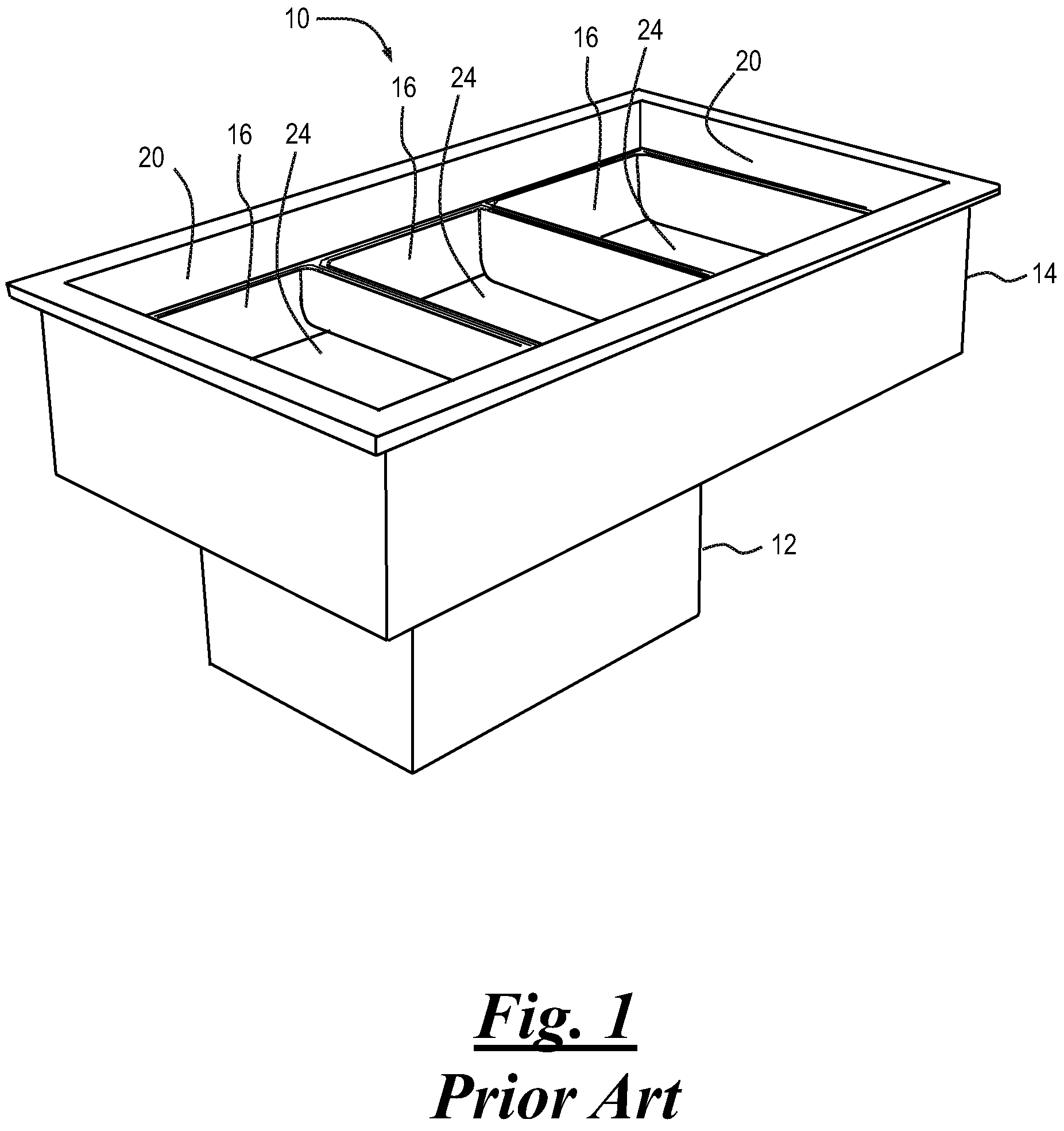 Patent US11774161 Figure 1 – Refrigerated food service counter