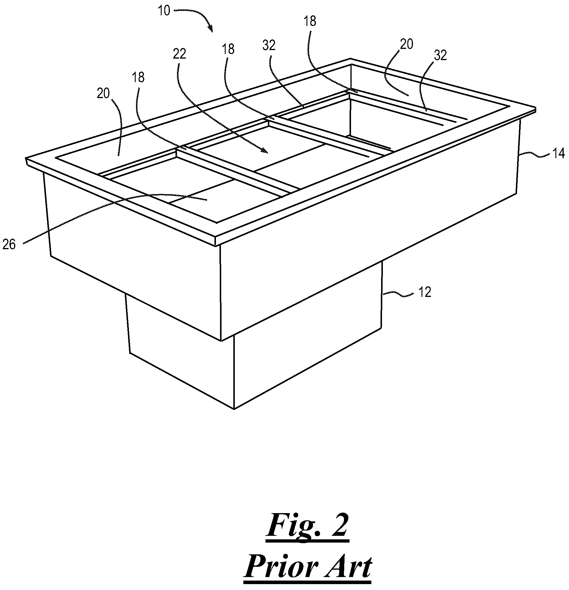 Patent US11774161 Figure 2 – Refrigerated food service counter
