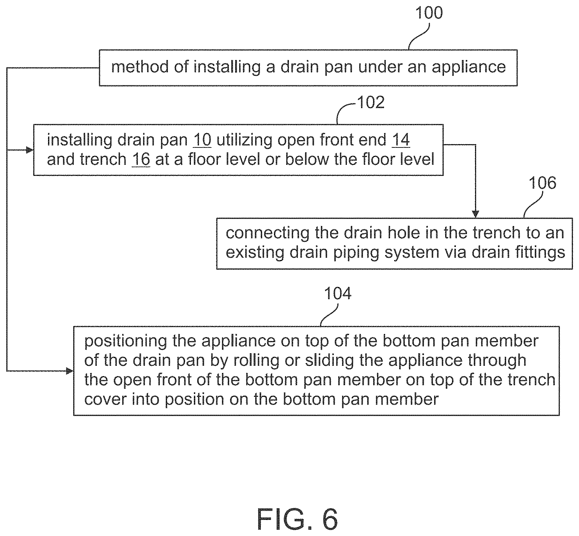 Patent US11774162 Figure 8 – Drain pan utilizing open front and trench
