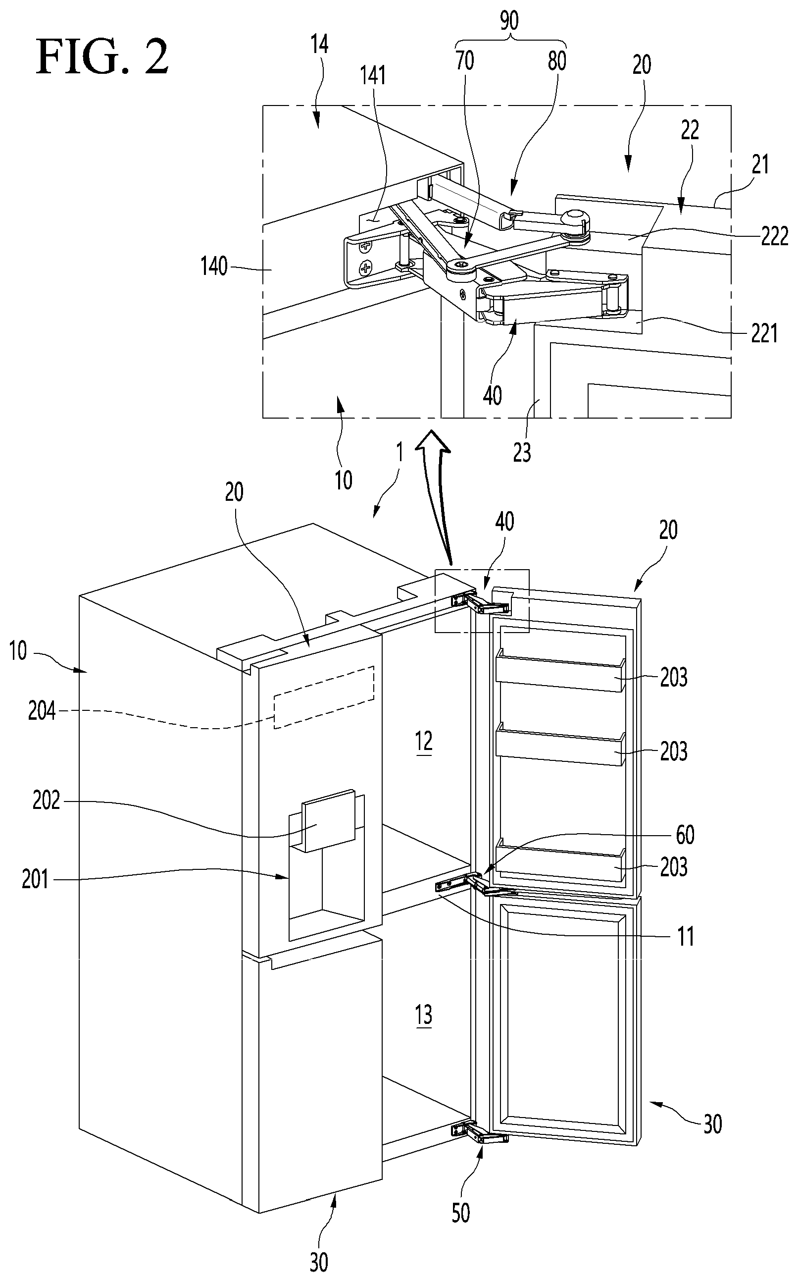 Patent US11774165 Figure 2 – Refrigerator
