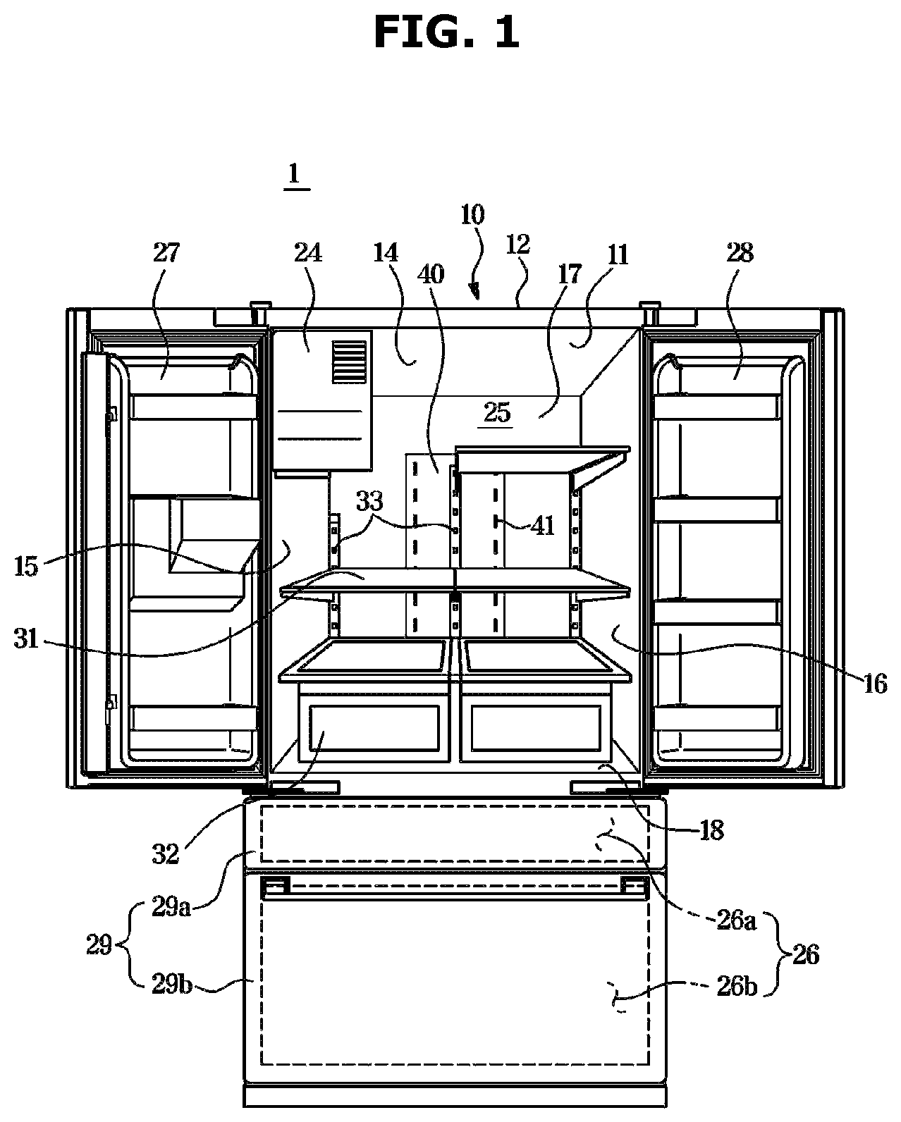 Patent US11774170 Figure 1 – Refrigerator