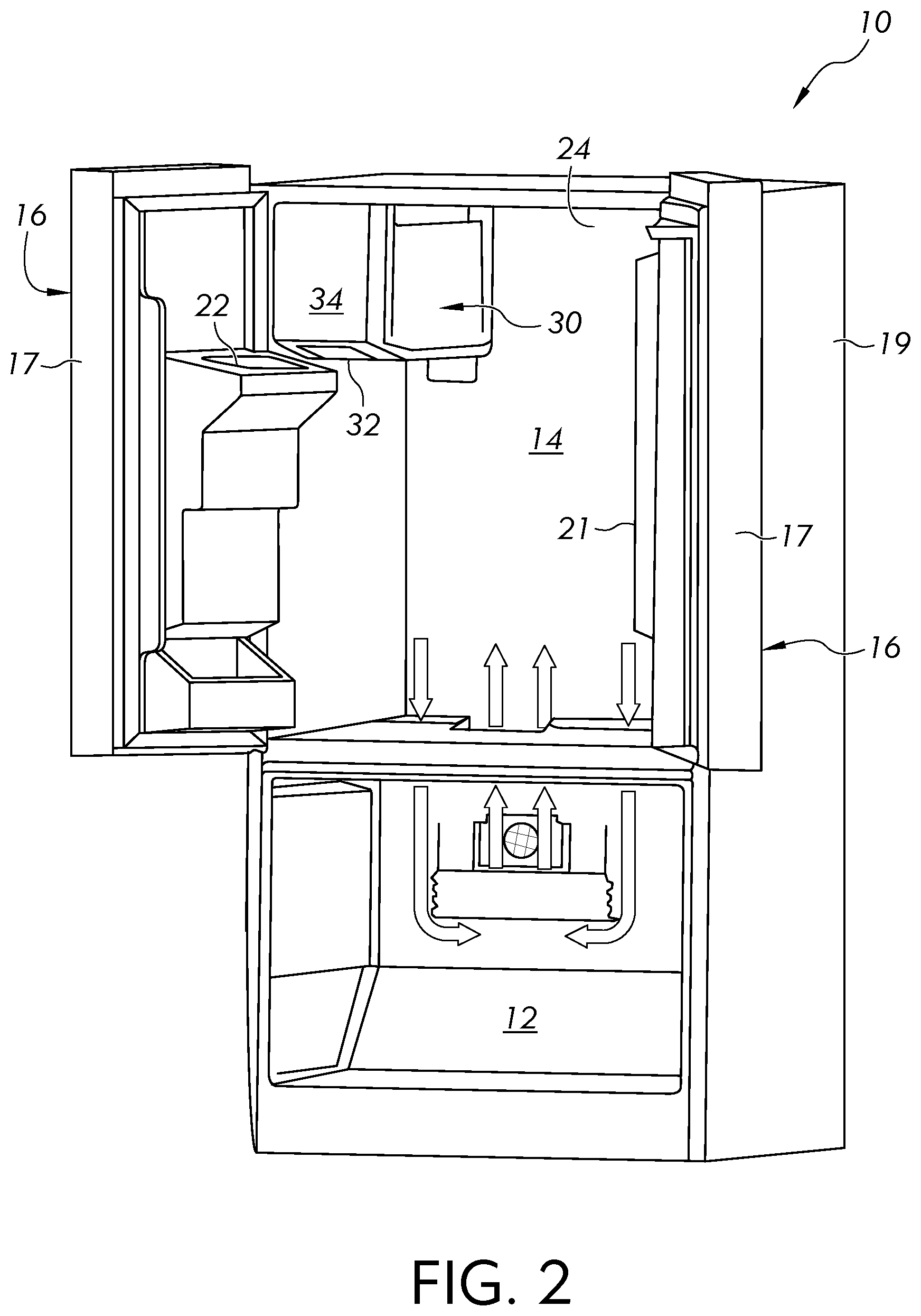 Patent US11774172 Figure 2 – Drawer in a refrigerator door