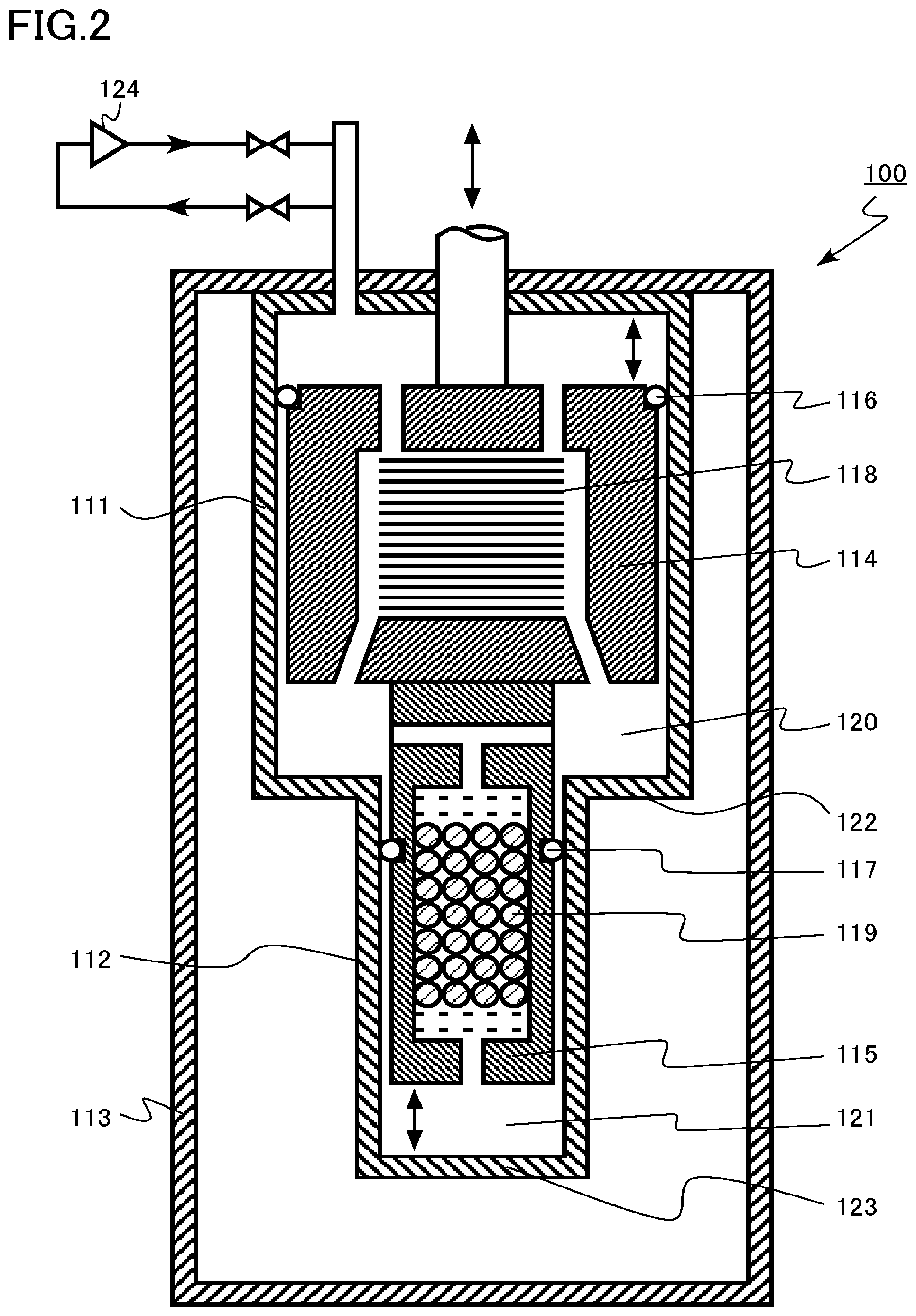 Patent US11774184 Figure 2 – Two-stage heat regenerating cryogenic refrigerator