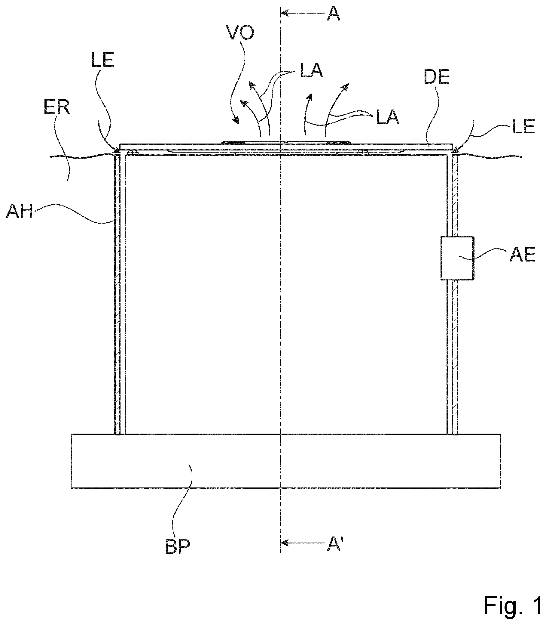 Patent US11774185 Figure 1 – Device for energy transfer and for energy storage in a liquid reservoir