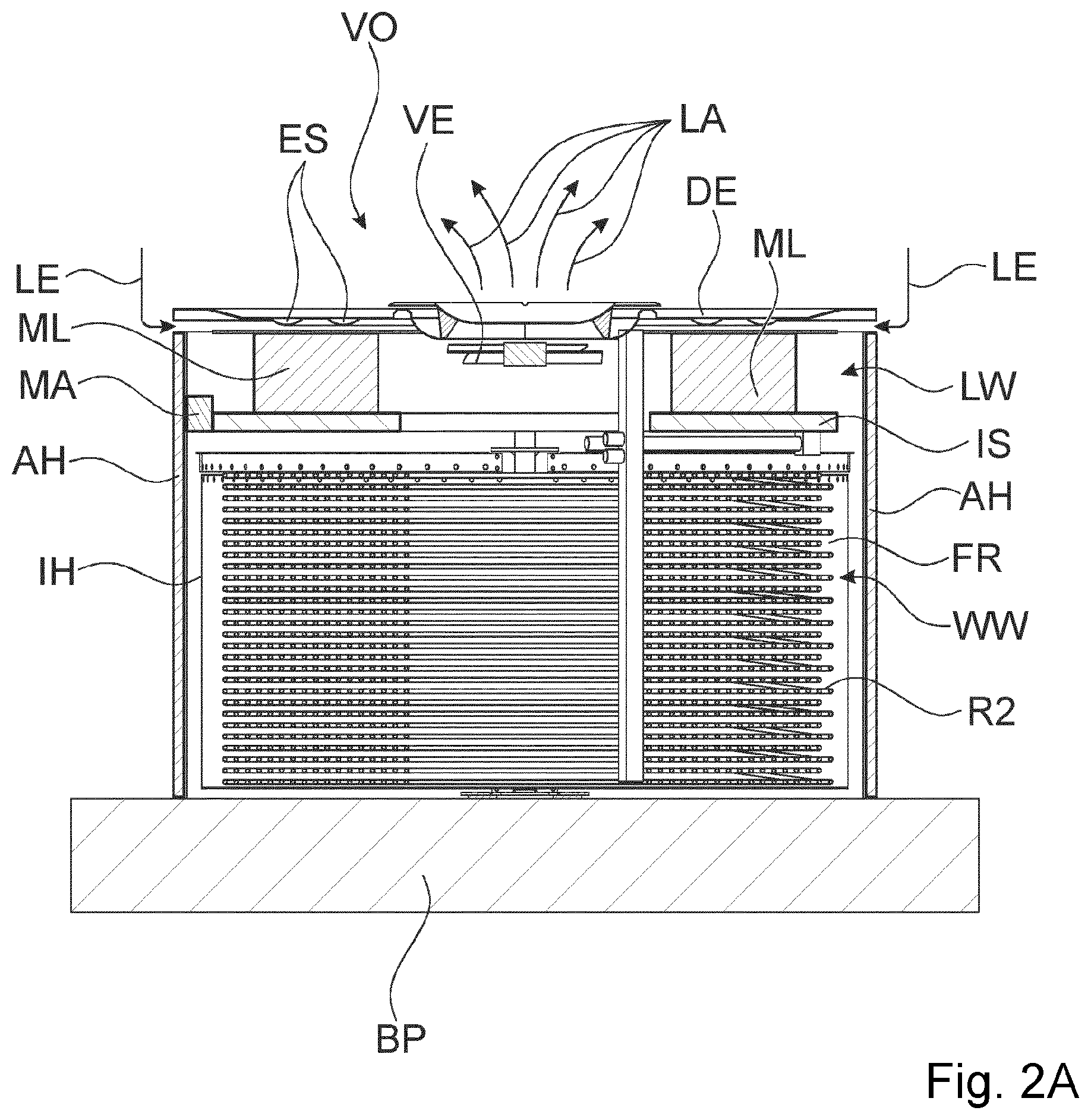 Patent US11774185 Figure 2 – Device for energy transfer and for energy storage in a liquid reservoir