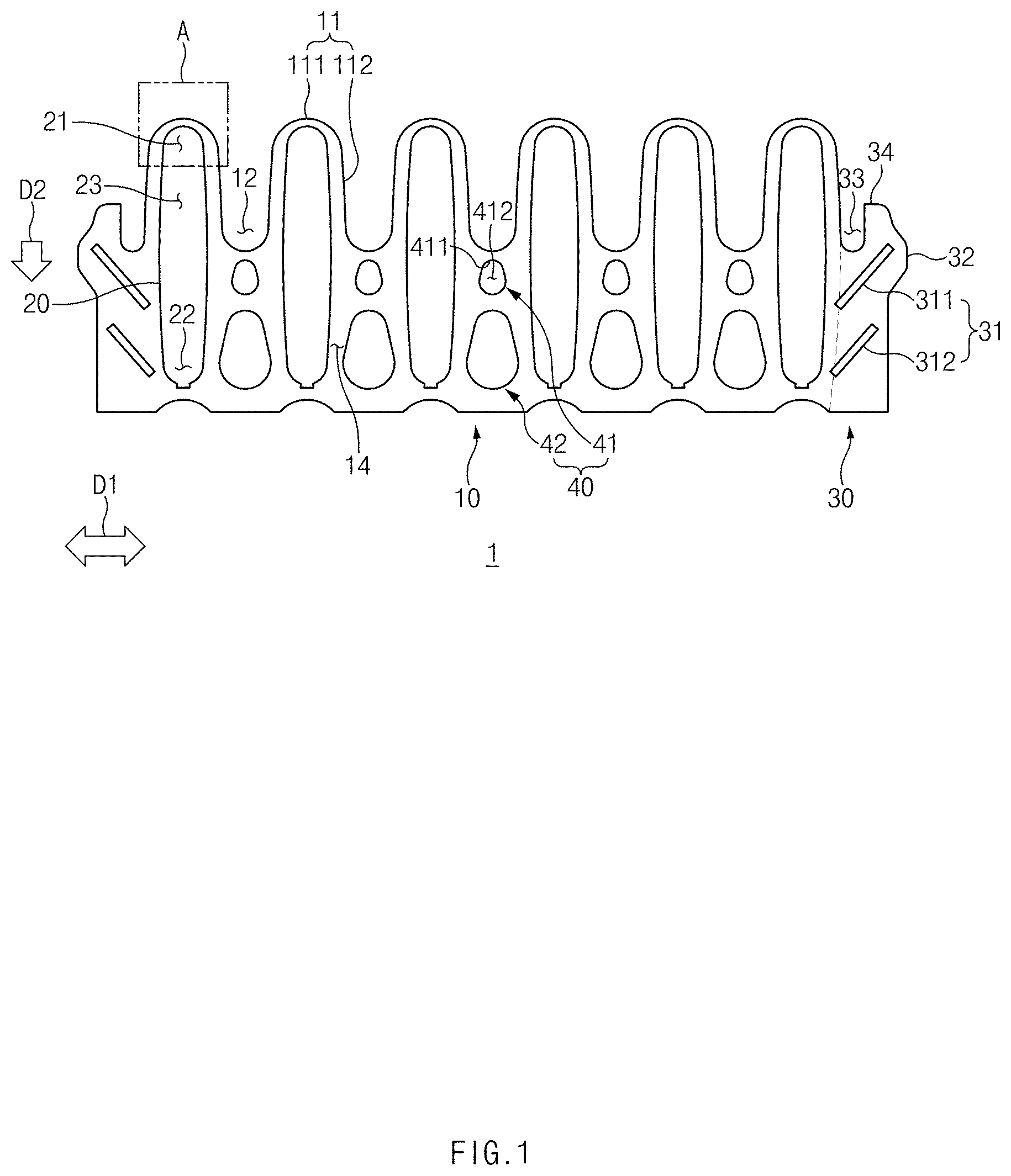 Patent US11774187 Figure 1 – Heat transfer fin of fin-tube type heat exchanger