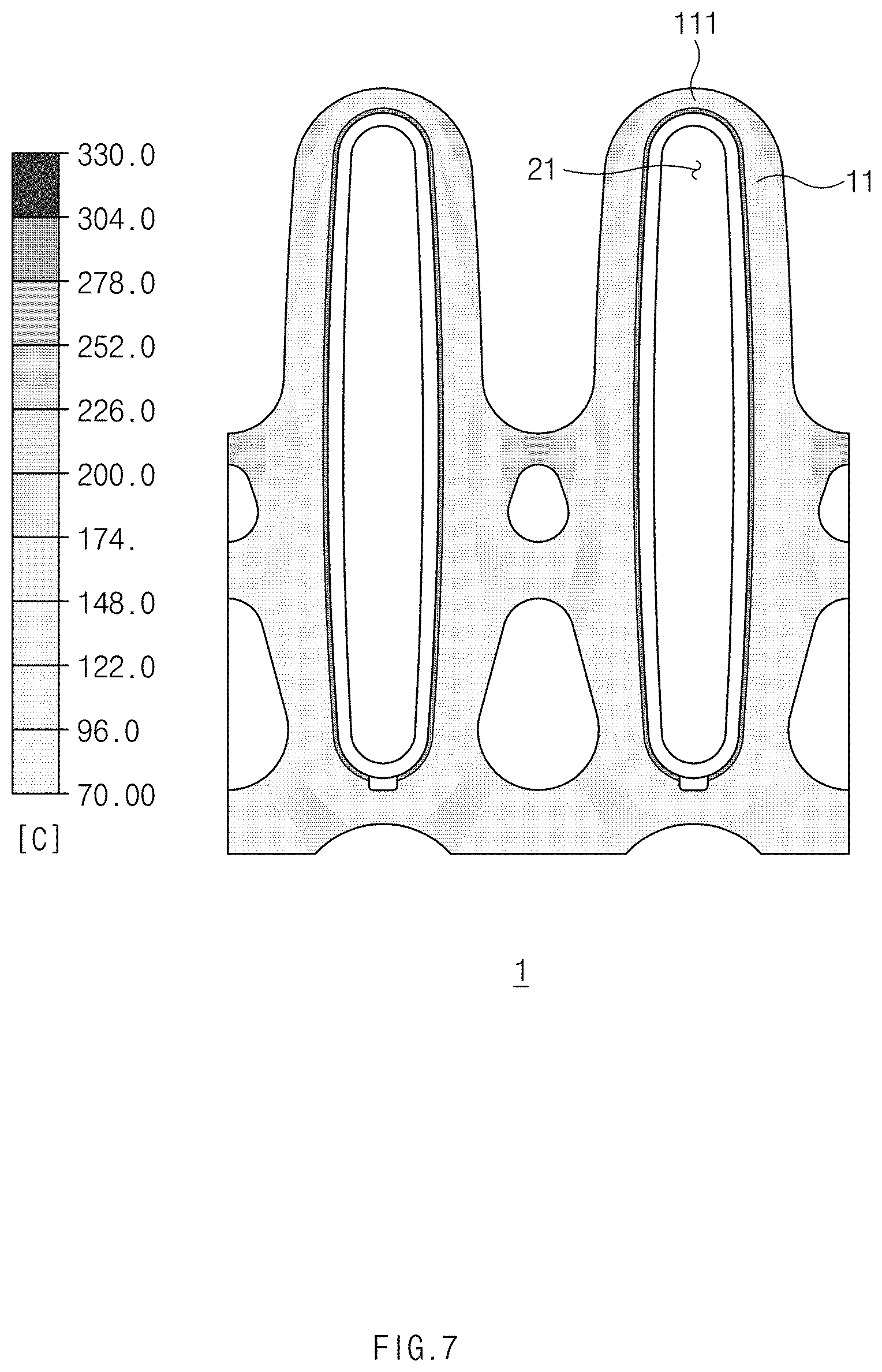 Patent US11774187 Figure 7 – Heat transfer fin of fin-tube type heat exchanger