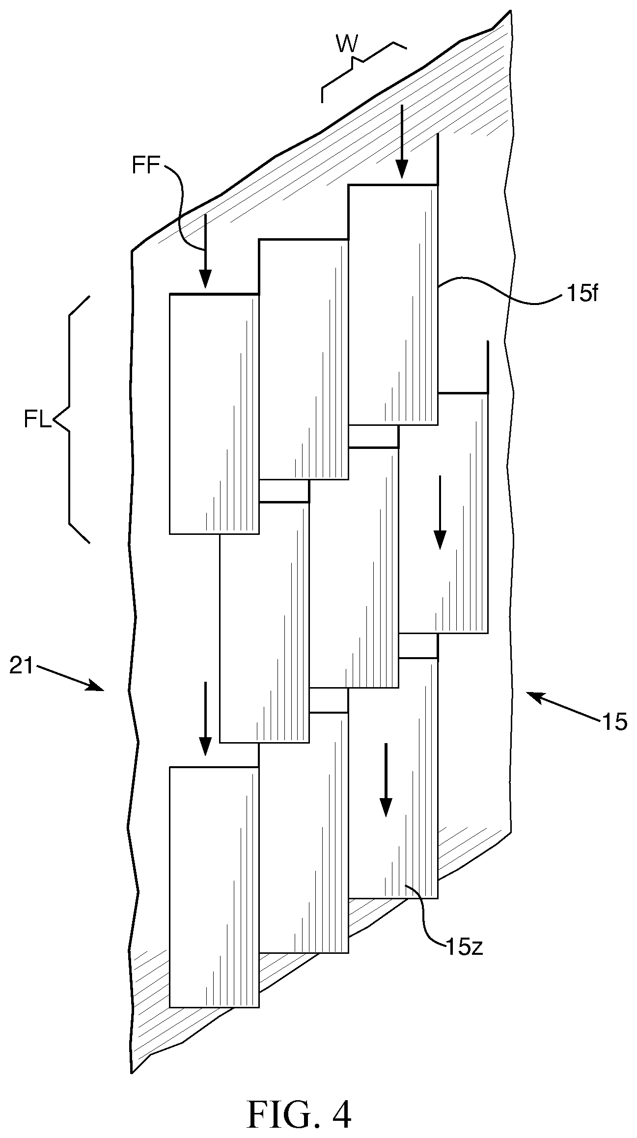 Patent US11774189 Figure 4 – Heat exchanger, hardway fin arrangement for a heat exchanger, and methods relating to same