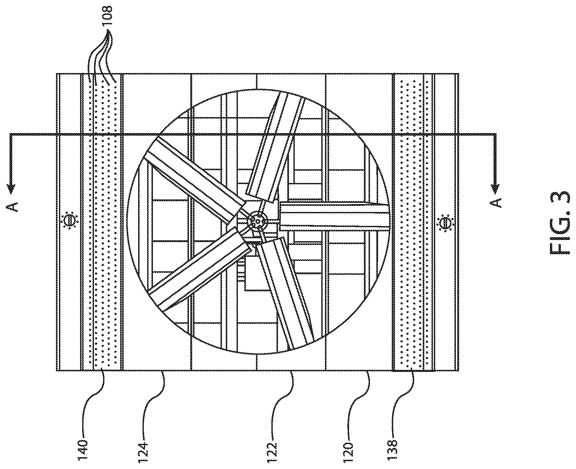 Patent US11774195 Figure 3 – Cooling tower with UV treatment of drift