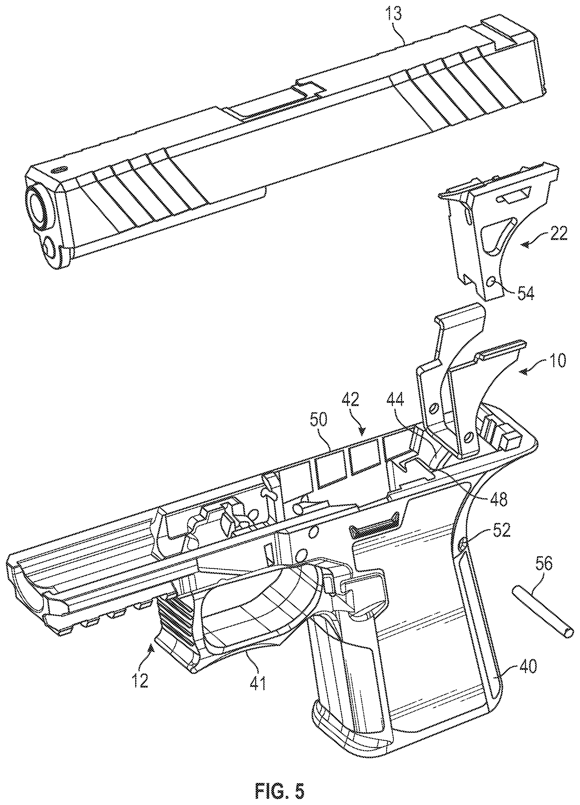 Patent US11774197 Figure 4 – Pistol multi-functional rear rail module