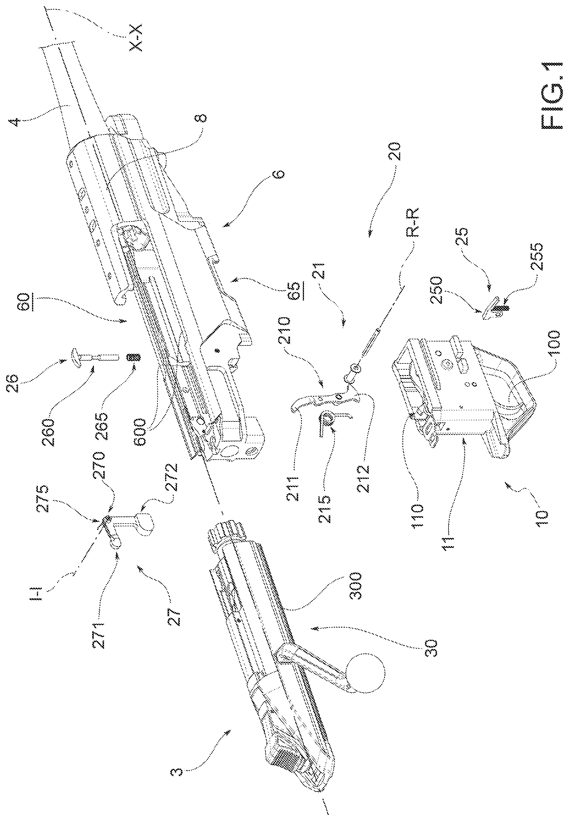Patent US11774198 Figure 3 – Rifle with recoil group