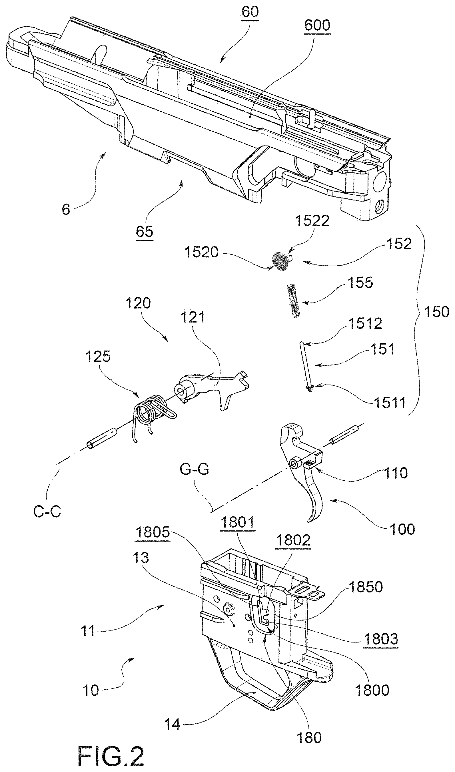 Patent US11774201 Figure 3 – Firearm with a trigger group comprising an adjustment device