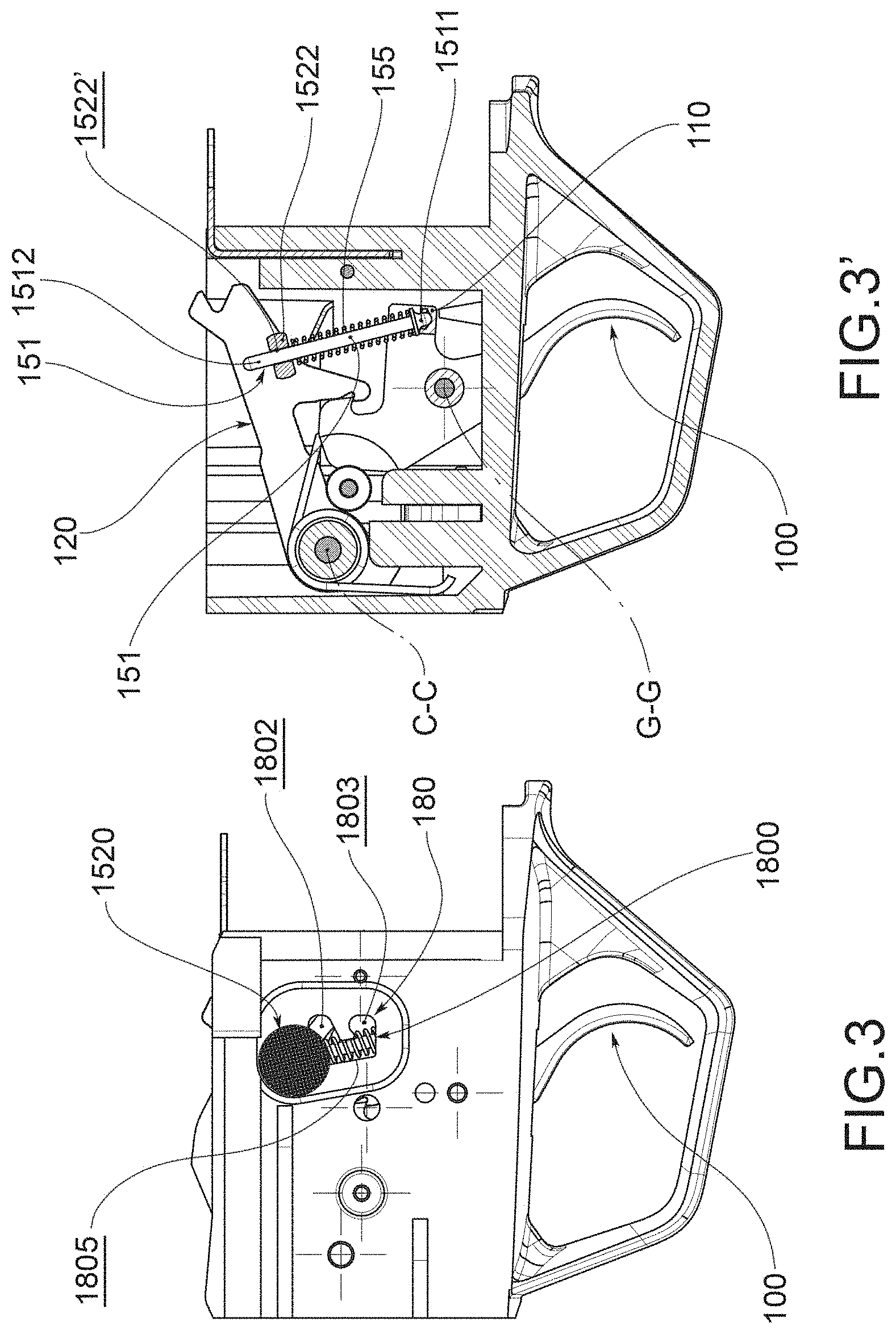 Patent US11774201 Figure 4 – Firearm with a trigger group comprising an adjustment device