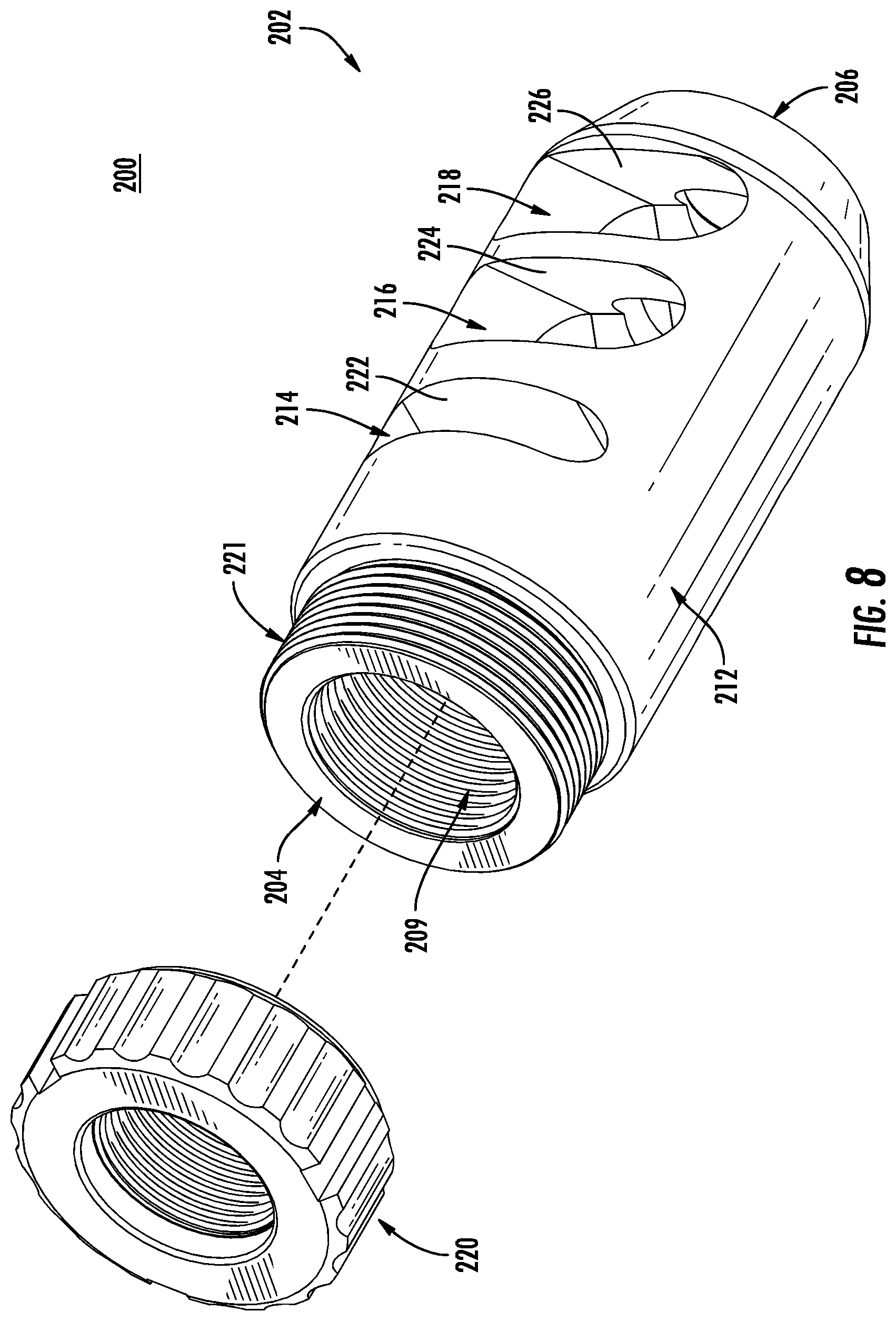 Patent US11774206 Figure 8 – Firearm muzzle brake