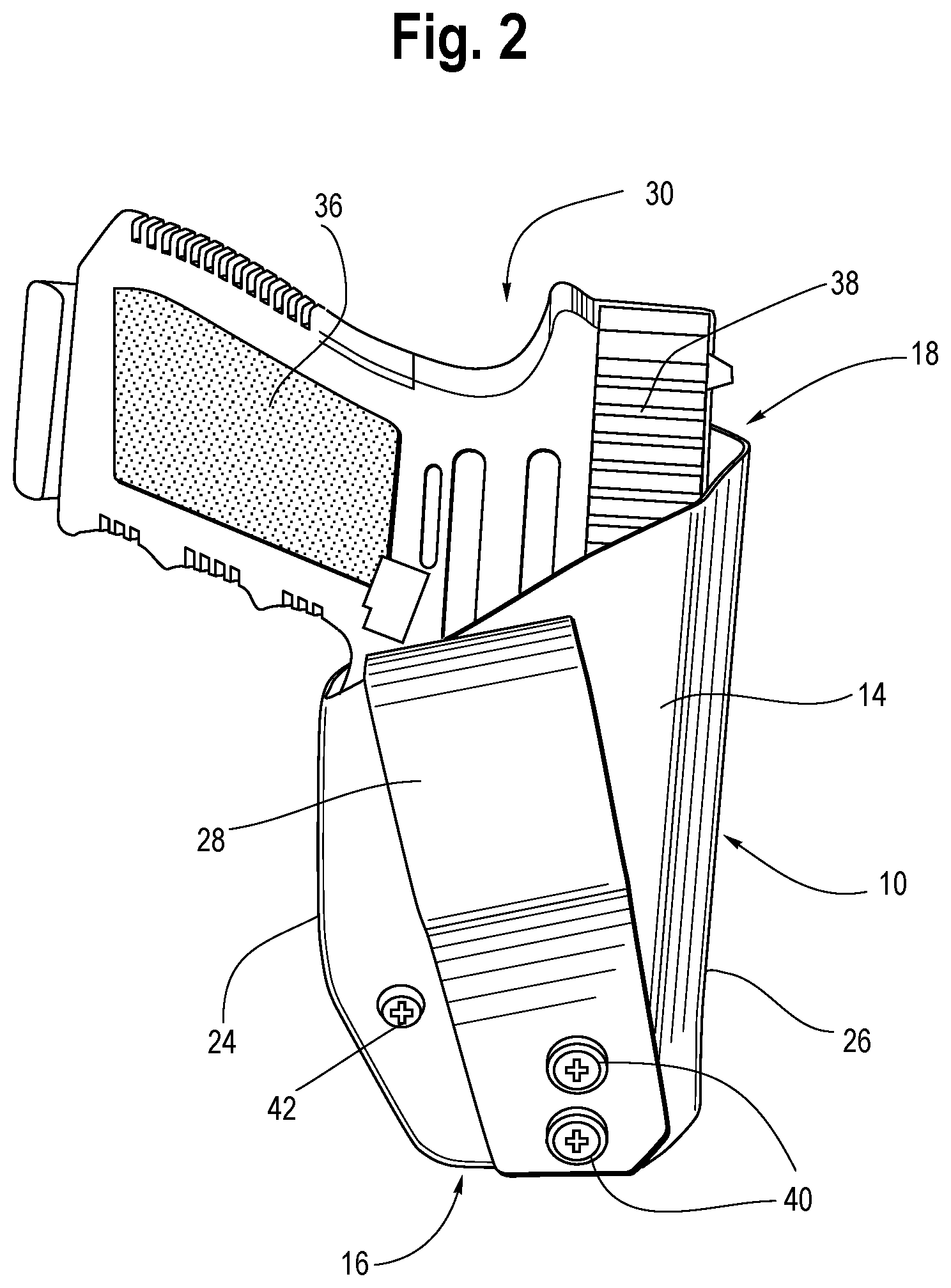 Patent US11774213 Figure 2 – Firearm holster