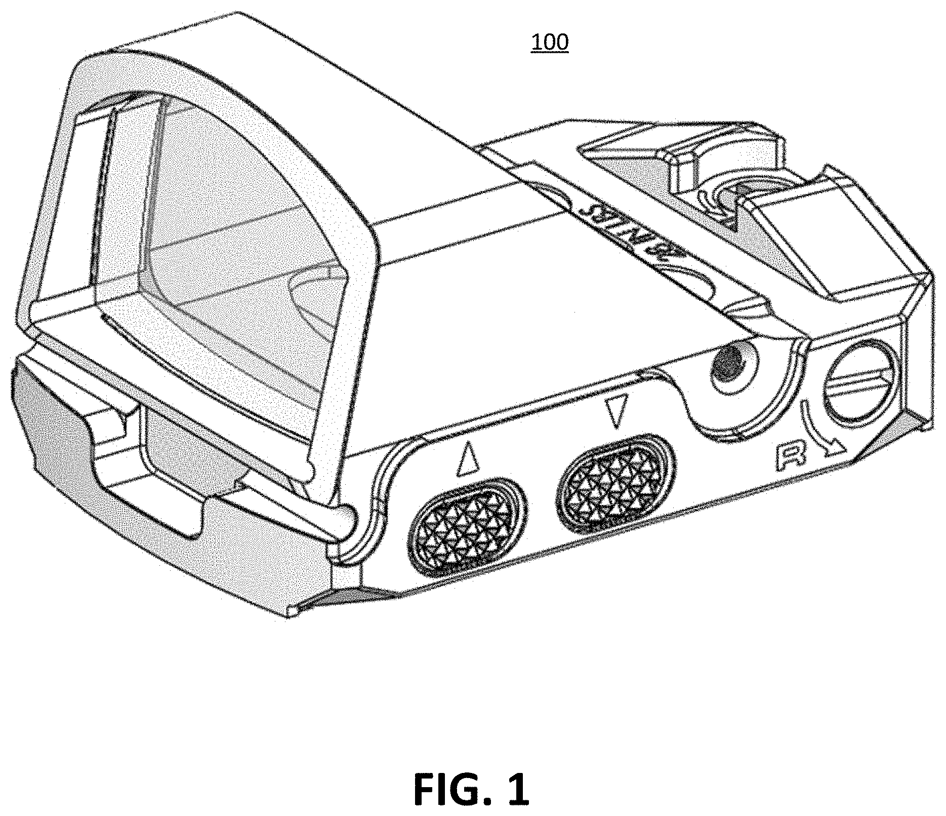 Patent US11774217 Figure 1 – Reflex sight having modular hood