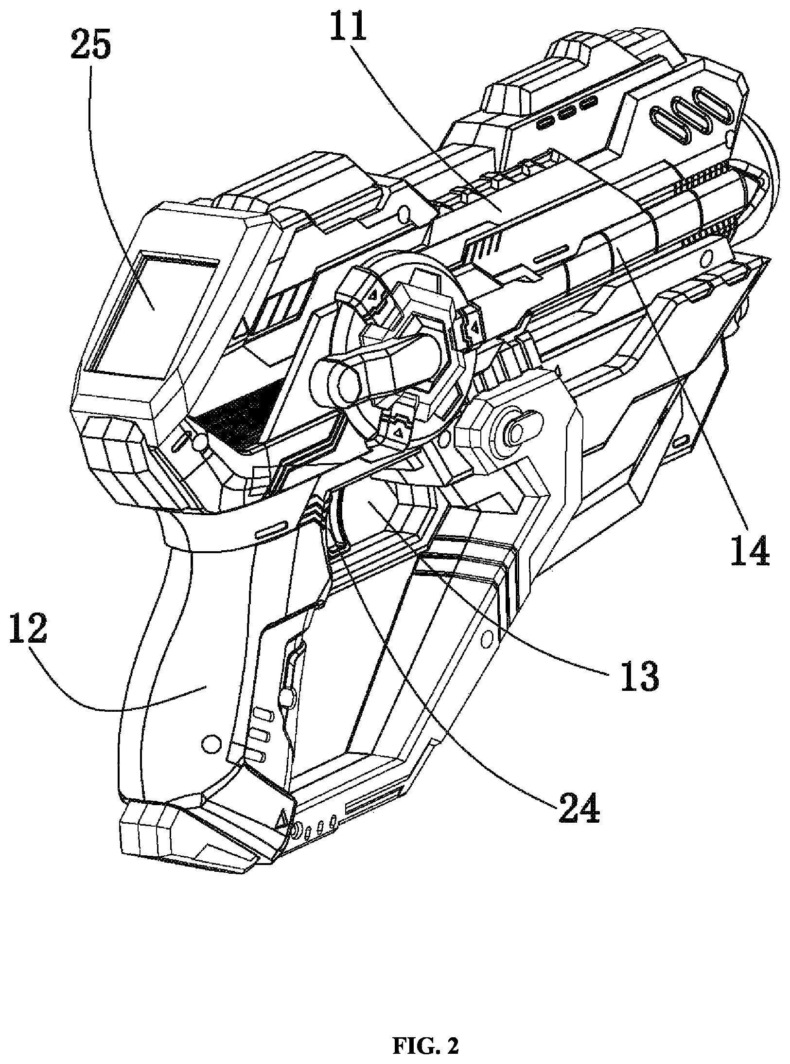 Patent US11774219 Figure 2 – Toy gun and toy gun assembly