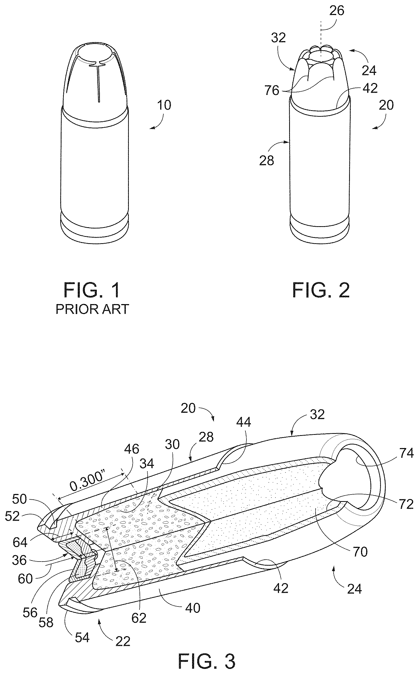 Patent US11774221 Figure 1 – Handgun cartridge