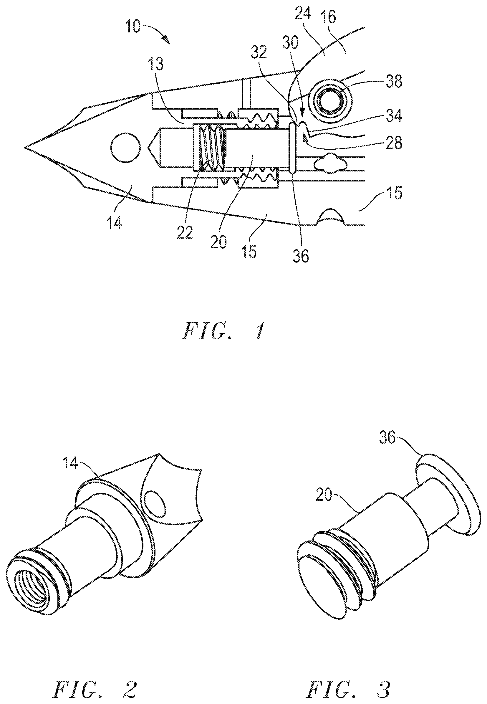 Patent US11774222 Figure 1 – Alternative broadhead blade lock and release apparatus and method