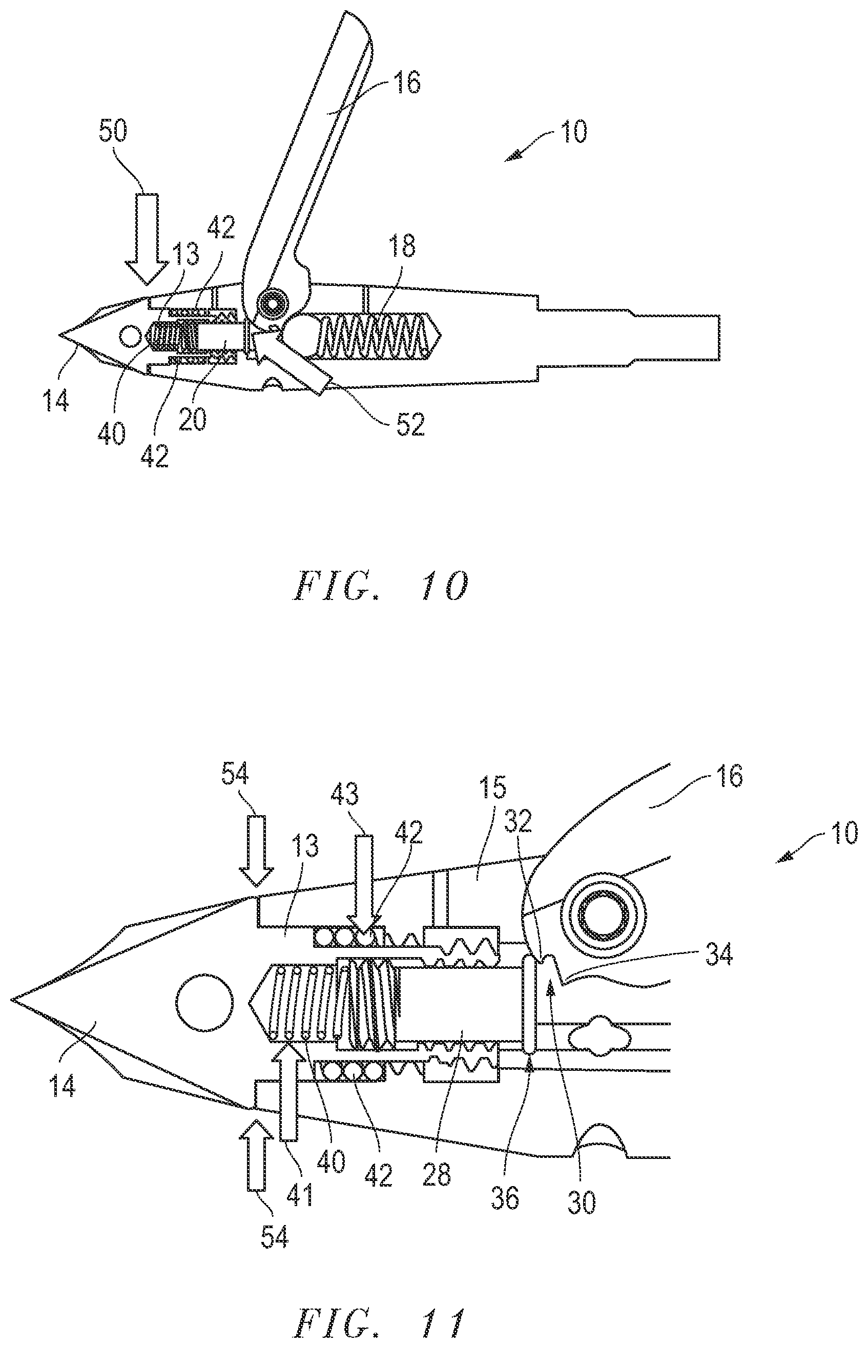Patent US11774222 Figure 5 – Alternative broadhead blade lock and release apparatus and method