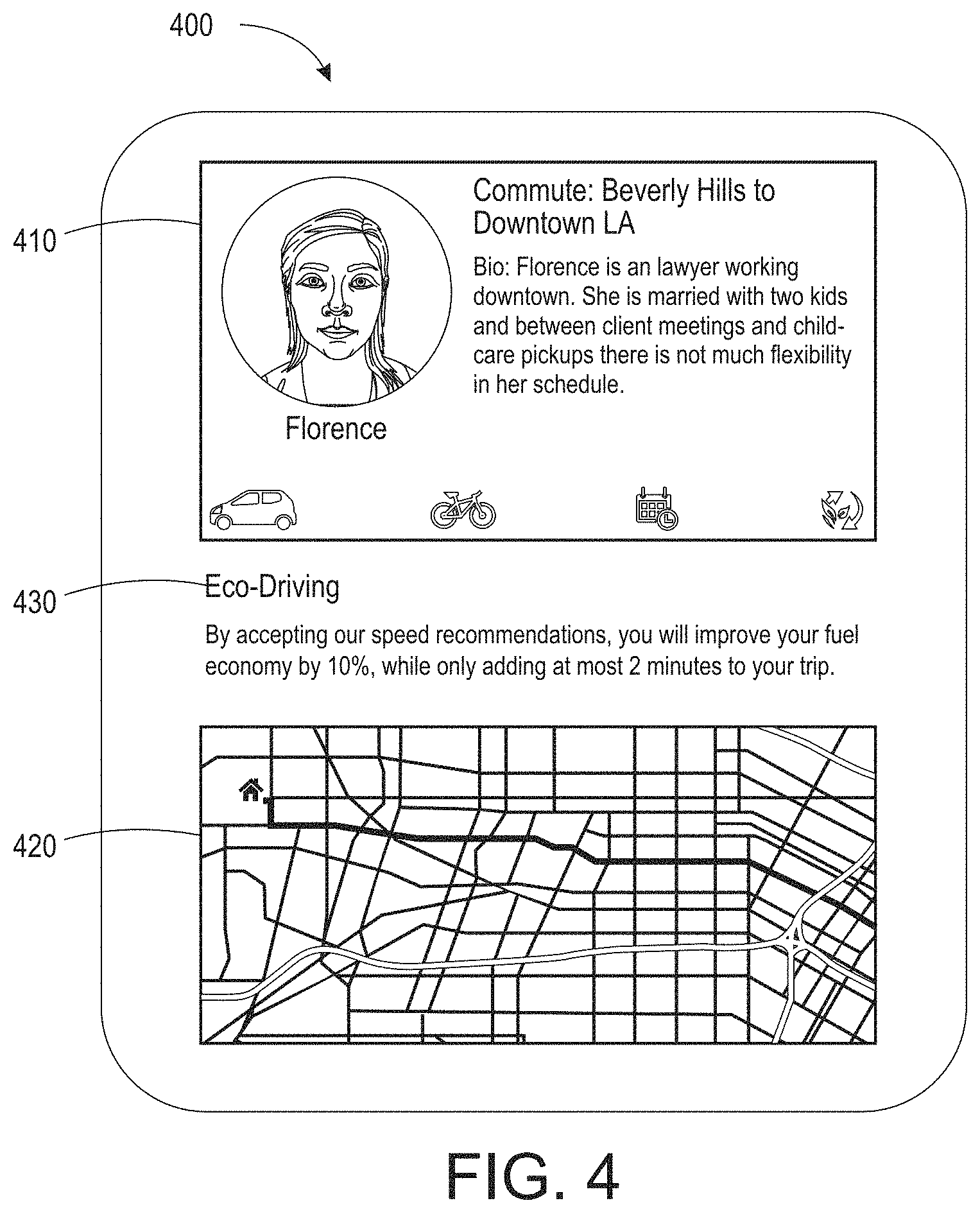Patent US11774257 Figure 4 – User behavior influence in transportation systems