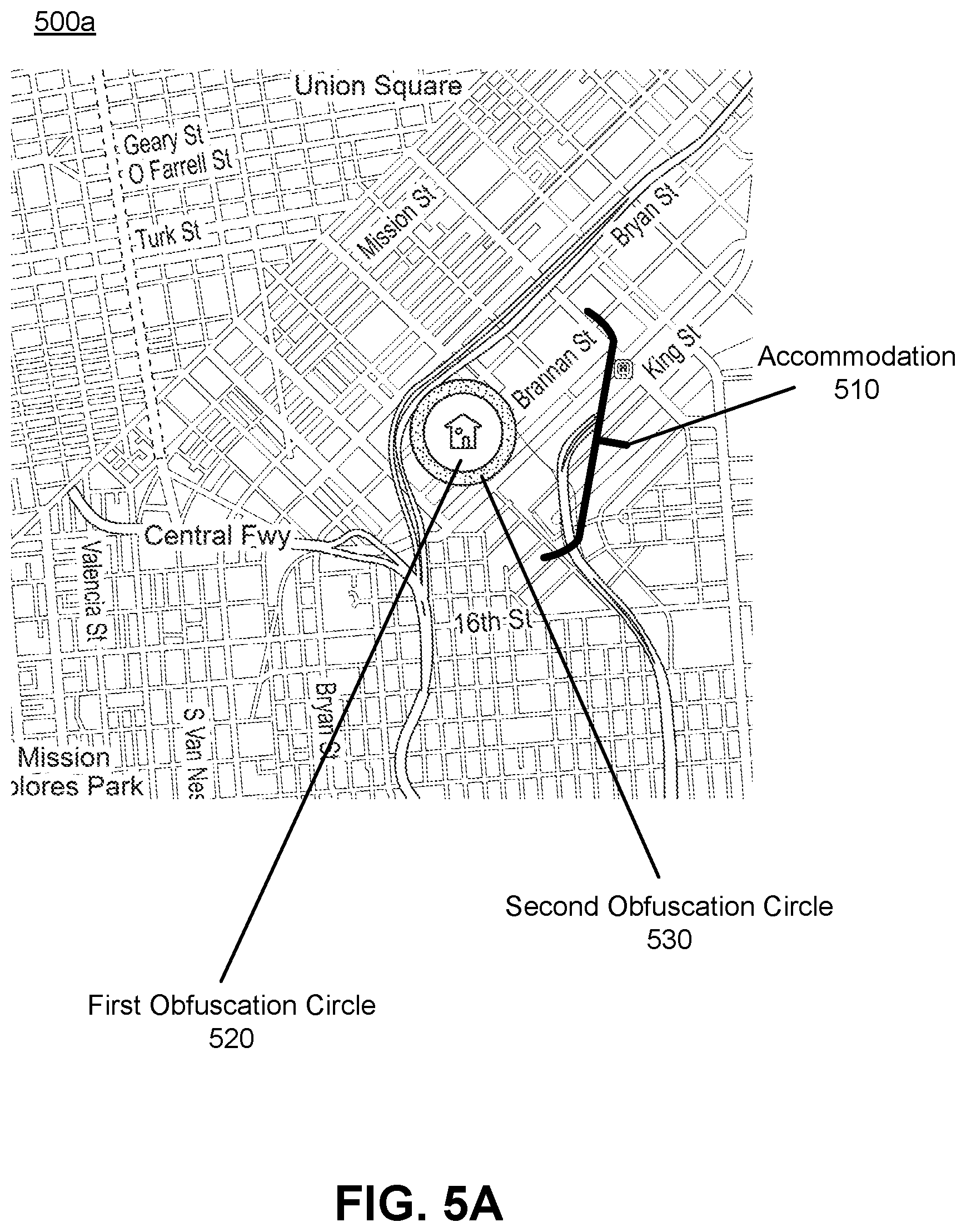 Patent US11774260 Figure 9 – Dynamic obfuscation of a mapped point of interest