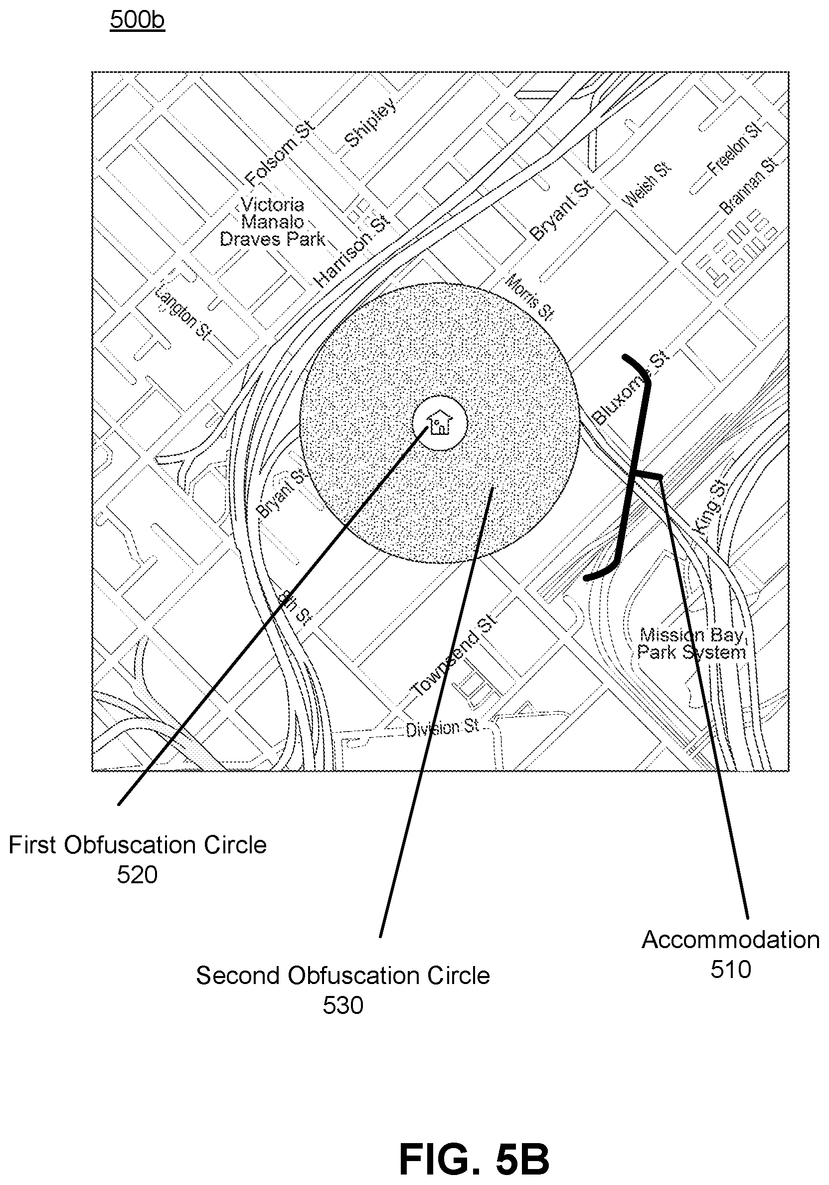 Patent US11774260 Figure 10 – Dynamic obfuscation of a mapped point of interest