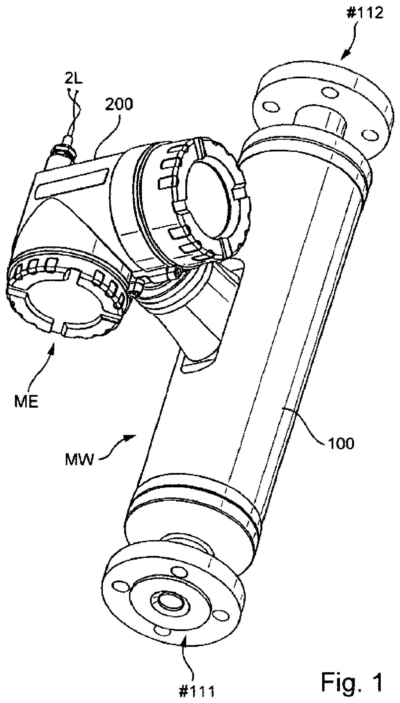 Patent US11774276 Figure 1 – Coriolis mass flow meter