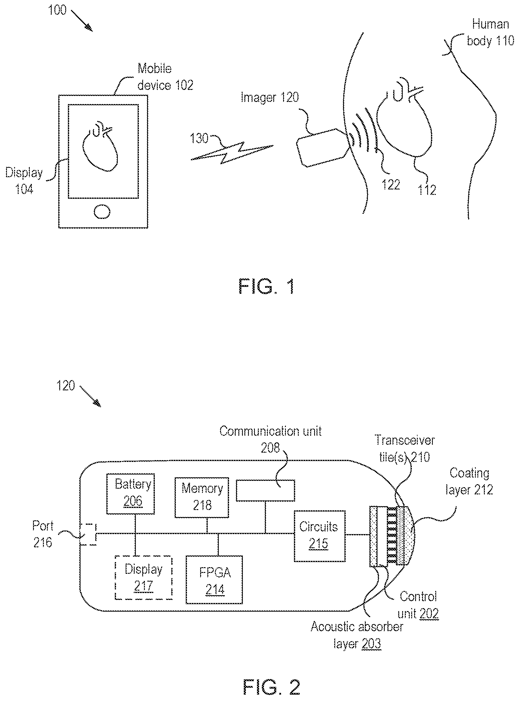Patent US11774280 — Imaging devices having piezoelectric transceivers — Figure 1