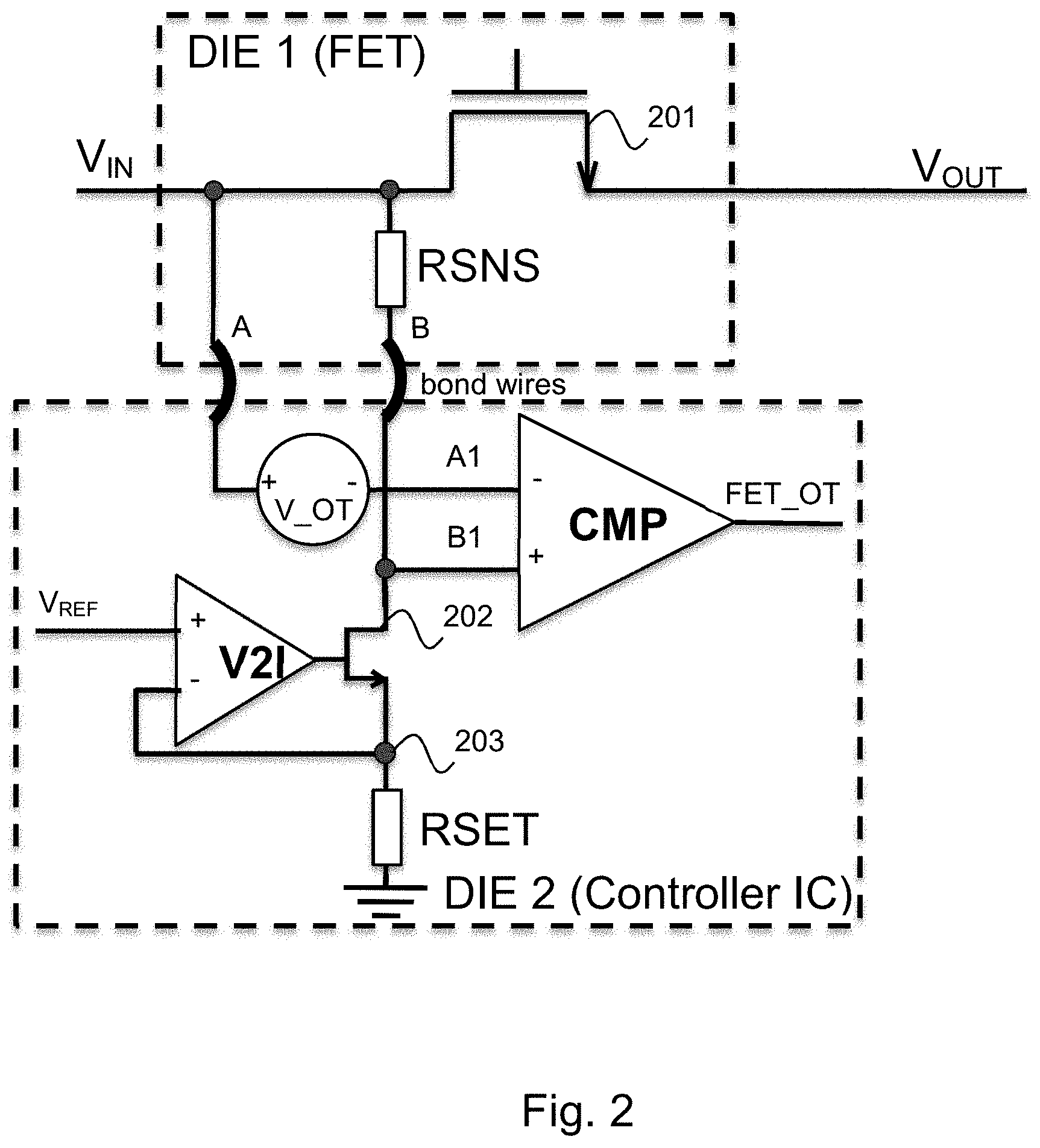 Patent US11774296 Figure 2 – Method and circuit for sensing MOSFET temperature for load switch application