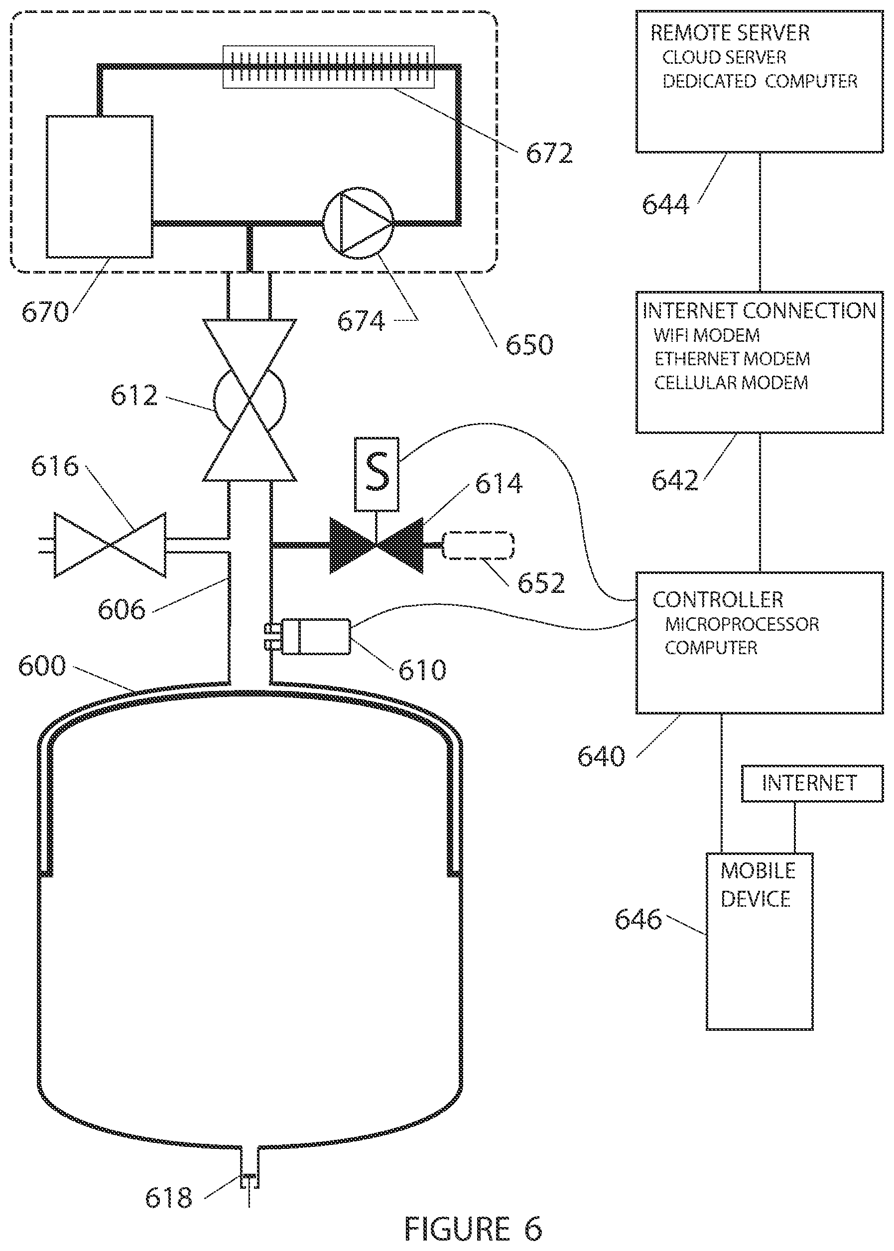 Patent US11774314 Figure 6 – Method for the indirect evaluation of pre-charge air pressure in a diaphragm-type or bladder-type expansion tank