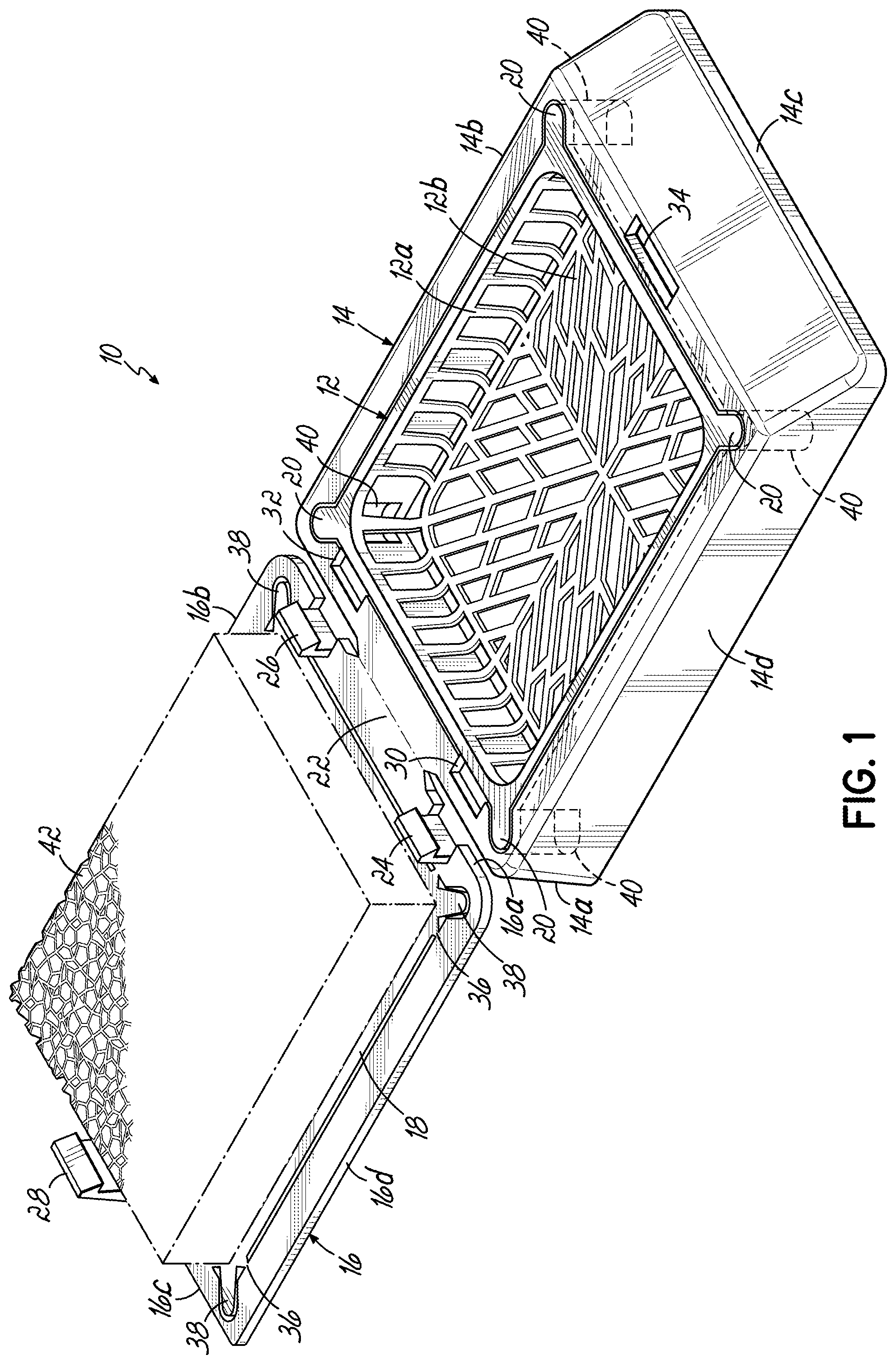 Patent US11774330 Figure 1 – Sectionable cassette and embedding frame with tissue immobilizing separable lid, and methods for preparing biopsy tissue samples