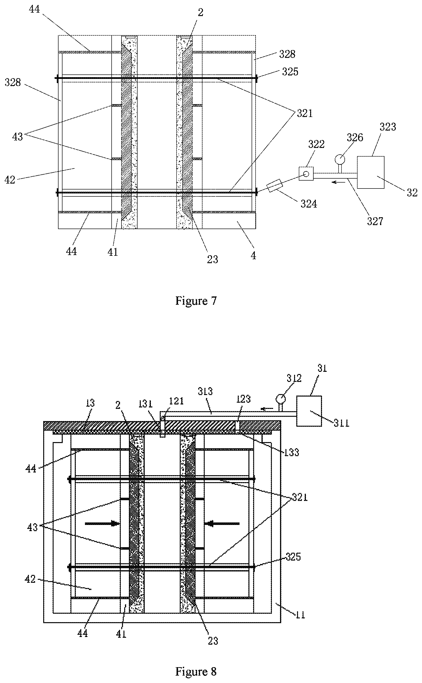 Patent US11774335 Figure 5 – Experimental system of surrounding rock and lining structure under unequal surrounding pressure and water pressure