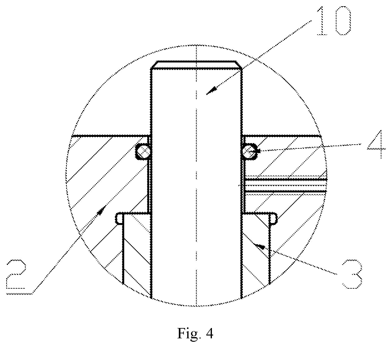 Patent US11774336 Figure 4 – Friction and wear testing platform capable of simulating high-pressure, silt-containing and turbid submarine environment