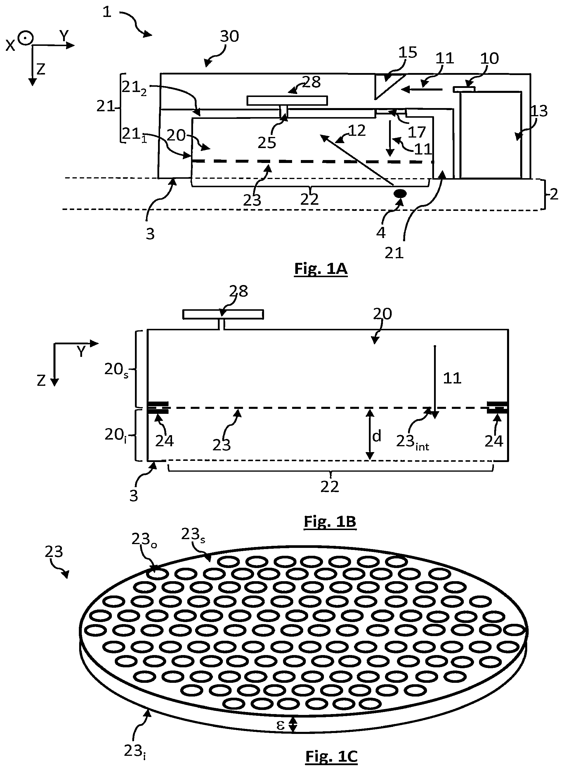Patent US11774347 Figure 1 – Photoacoustic detecting device comprising a protective membrane