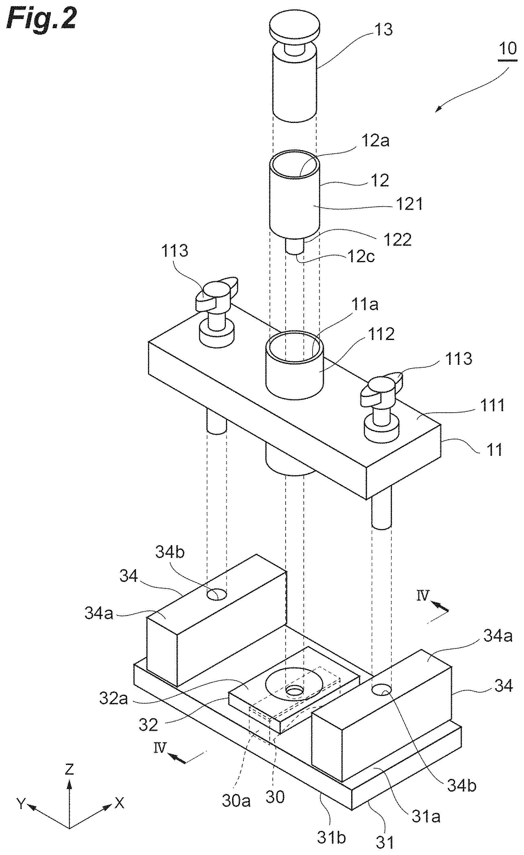 Patent US11774357 Figure 2 – Terahertz wave attenuated total reflection spectroscopic method, terahertz wave attenuated total reflection spectroscopic device, and pressure application device